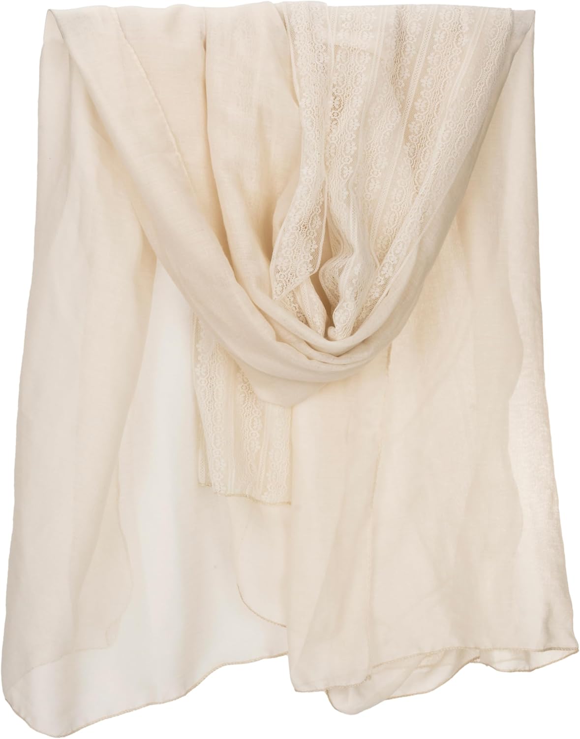 INOGIH Fashion Breathable Lace Cotton-Linen Scarfs Large Soft Sun-Protection Shawl-Wrap for Daily All Season