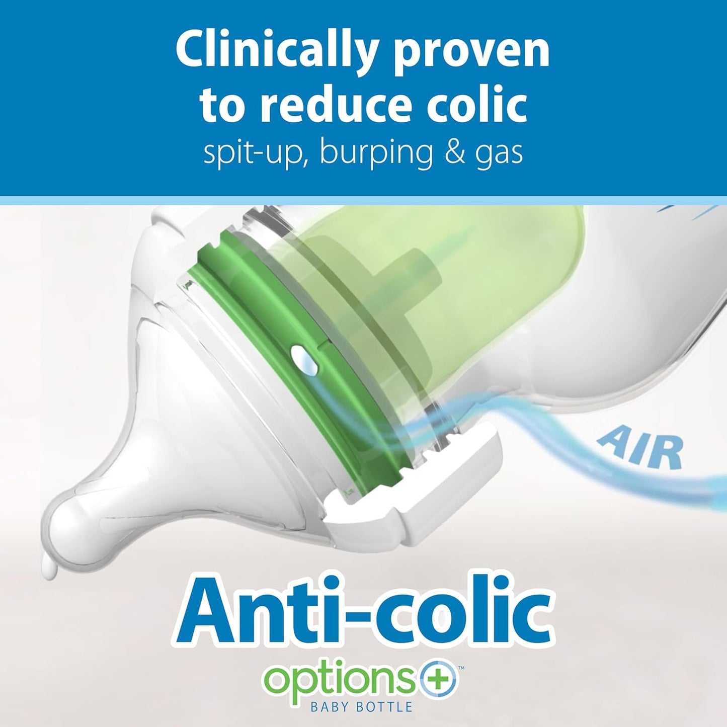 Dr. Brown's Anti-Colic Options+ Wide-Neck Baby Bottle Feeding Set, 5 oz/9 oz, with Bottle Travel Caps (Packaging May Vary)