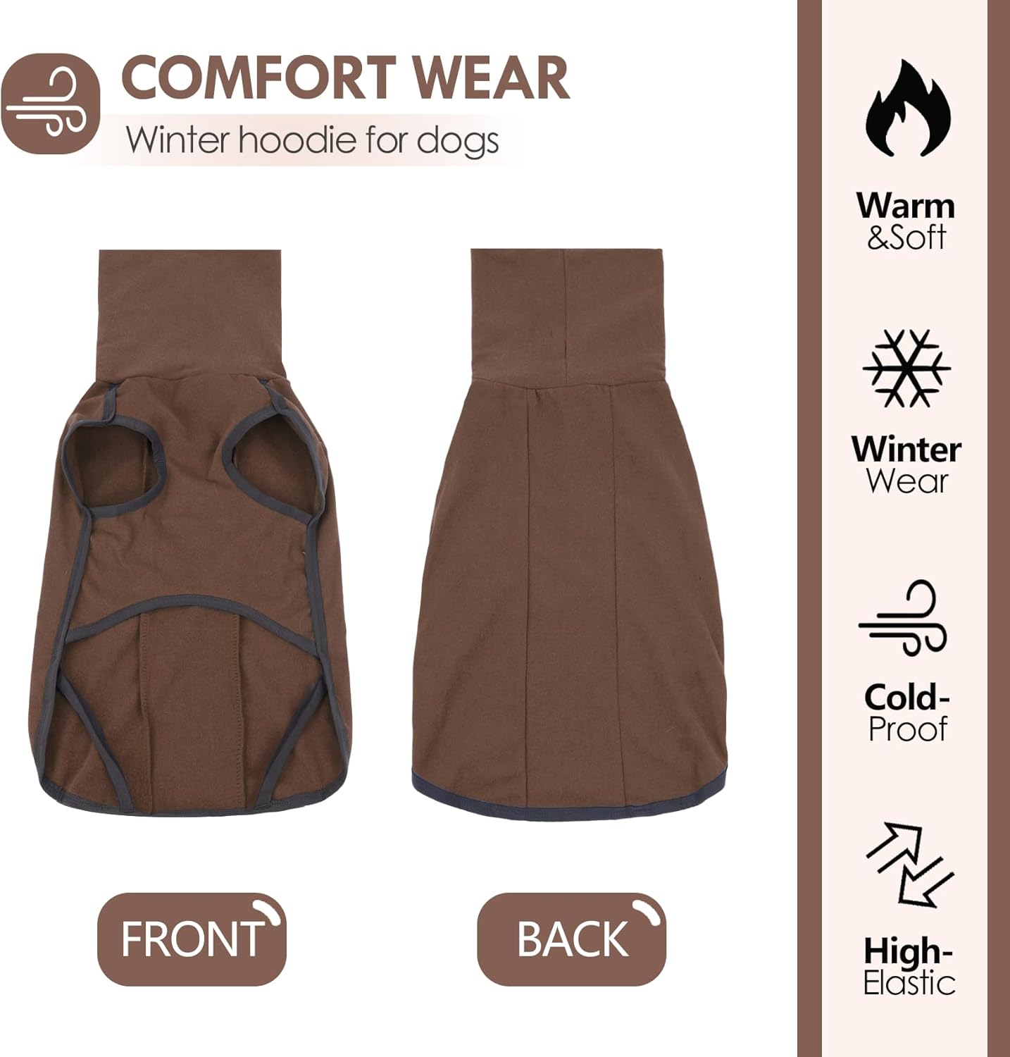 Dog Winter Sweater Vest - Windproof Warm Pullover with High Collar & Leash Hole, Soft Onesie Pajamas for Cold Weather - Pet Apparel for Small/Medium/Large Dogs Indoor/Outdoor Hiking Sleep