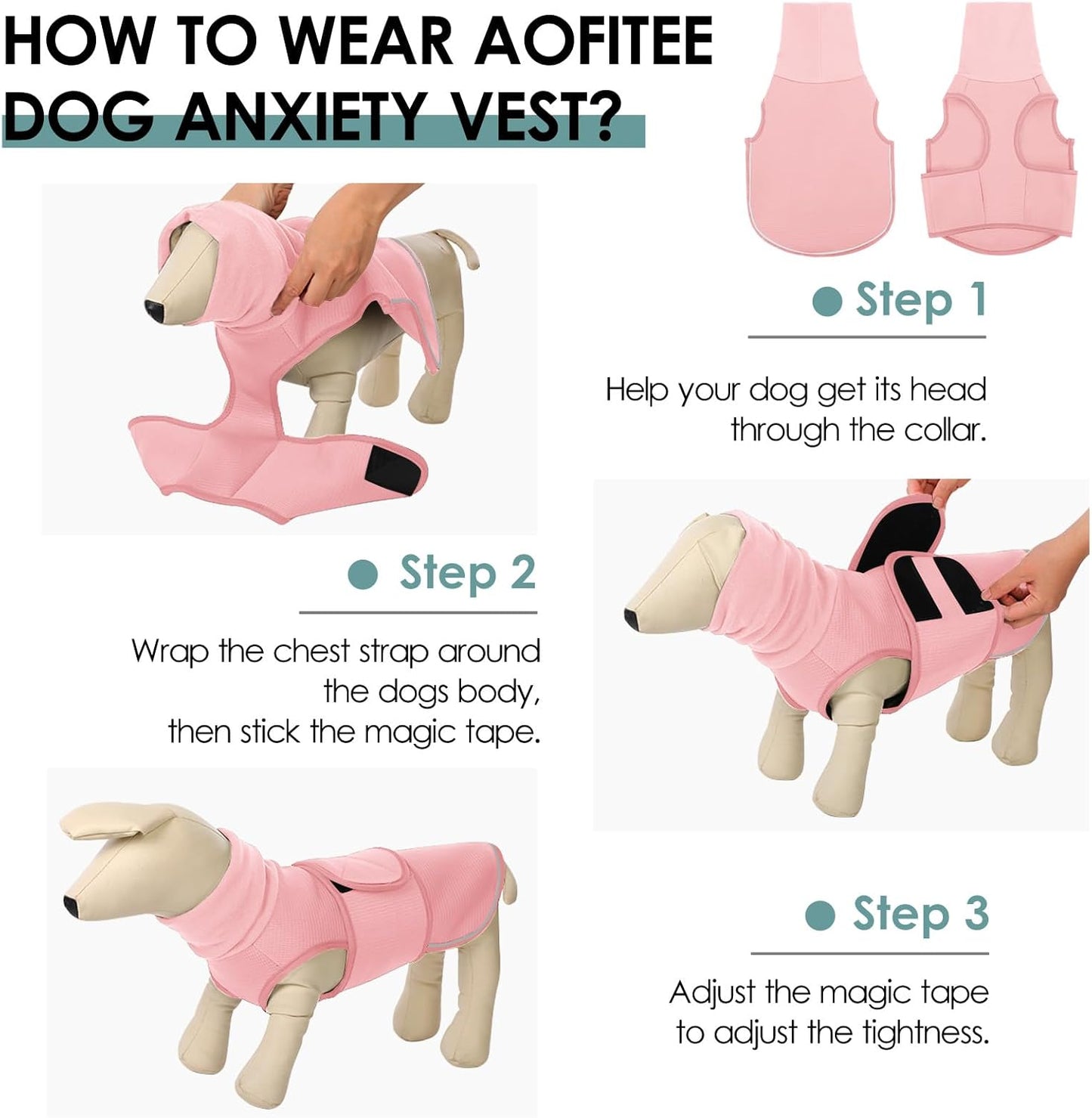AOFITEE Dog Anxiety Vest, Dog Anxiety Calming Hoodie, Pet Thunder Jacket Calming Shirt for Fireworks, Thunder, Travel, Separation, Noise Block & Ear Protection Recovery