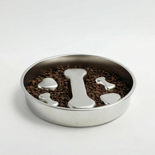 Slow Food Dog Bowl - Special for Small Dogs, Double Layer Stainless Steel Claw Maze Bowl, Non Slip Base, 304 Stainless Steel Dog Food Basin, Helps Slow Eating