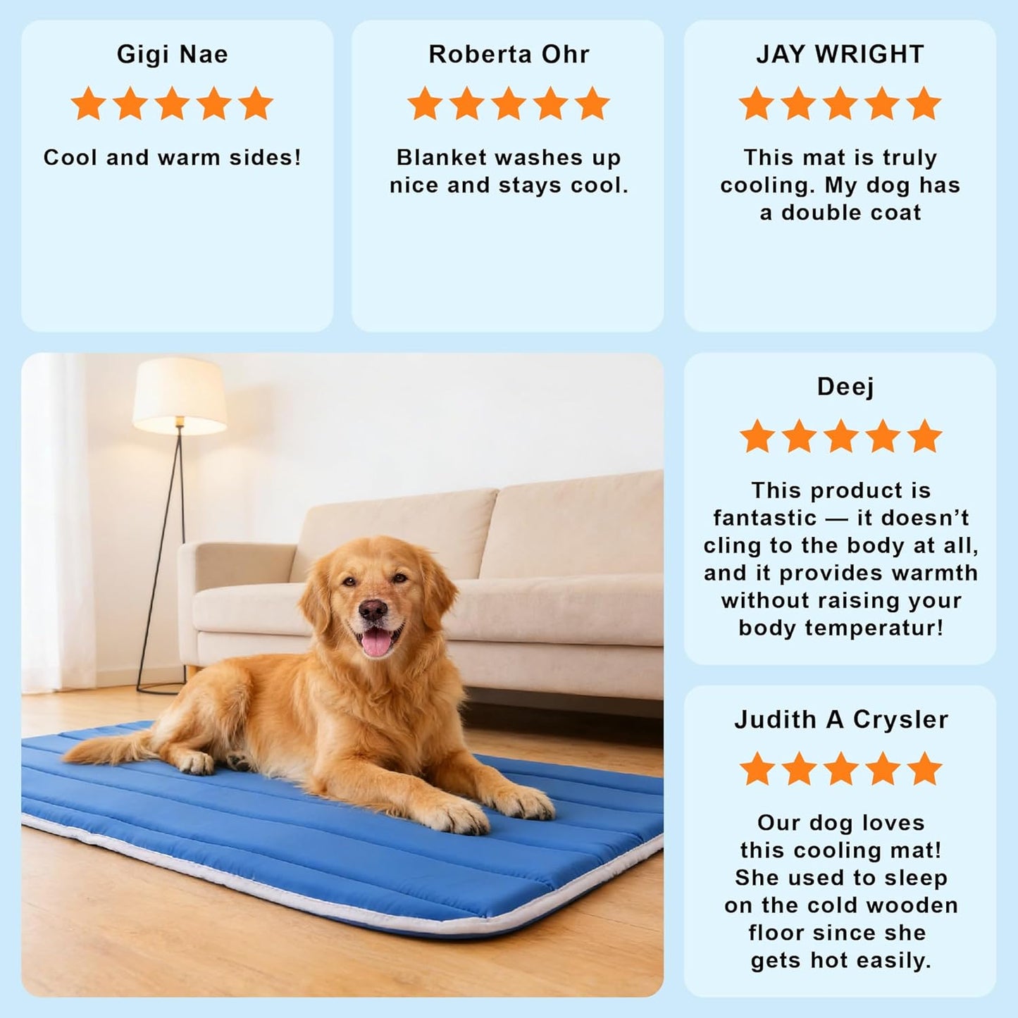 Dog Cooling Mat, Super Thick Cold Memory Sponge Cooling Mat for Dog,Foldable Crate Pet Bed & Non-Slip, (Q-Max > 0.45) Long-Lasting Cool & Keep Your Pet Cool. (X-Large - (43.3 x 31.5 Inch)