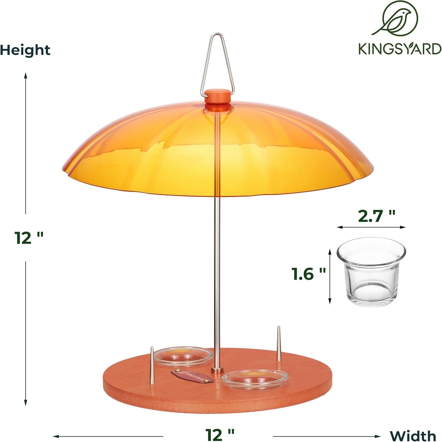 Kingsyard Oriole Bird Feeders for Outdoors Hanging, Double-Cup Jelly Platform Bird Feeder with Pegs for Orange Halves, Weather Protective Dome, Great for Attracting Orioles