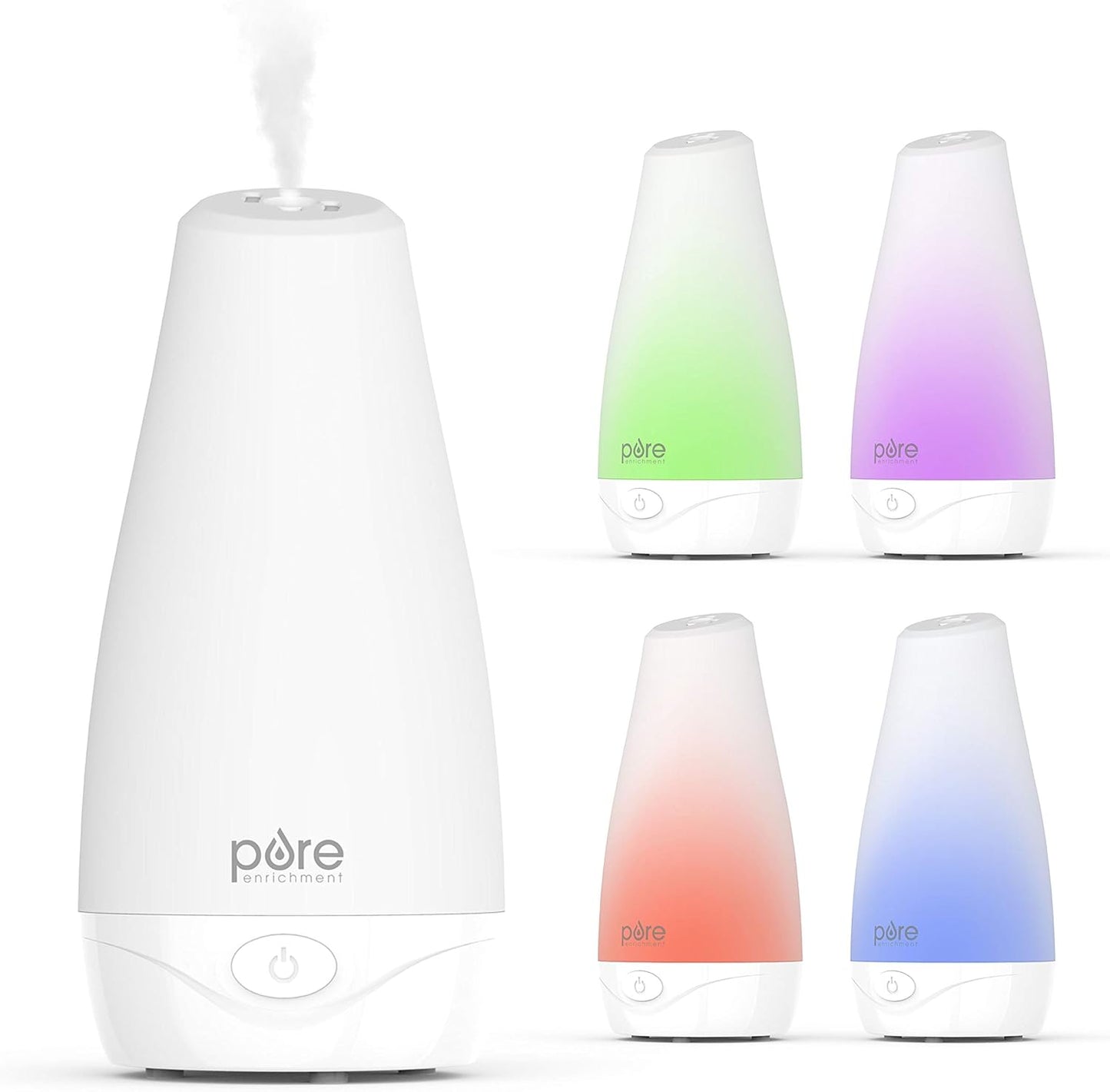 Pure Enrichment® PureSpa™ Essential Oil Diffuser - Compact Ultrasonic Aromatherapy Diffuser, Natural Air Deodorizer, 100ml Water Tank, and Optional Mood Light - Lasts Up to 7 Hours with Auto Shut-Off
