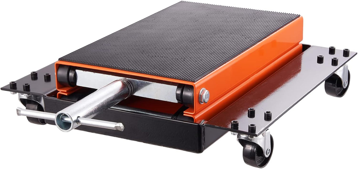 VEVOR Motorcycle Lift, 1100 LBS Motorcycle Lift ATV Scissor Lift Jack with Dolly & Hand Crank, Center Hoist Crank Stand with Wide Deck & Tool Tray for Street Bikes, Cruiser Bikes, Touring Motorcycles