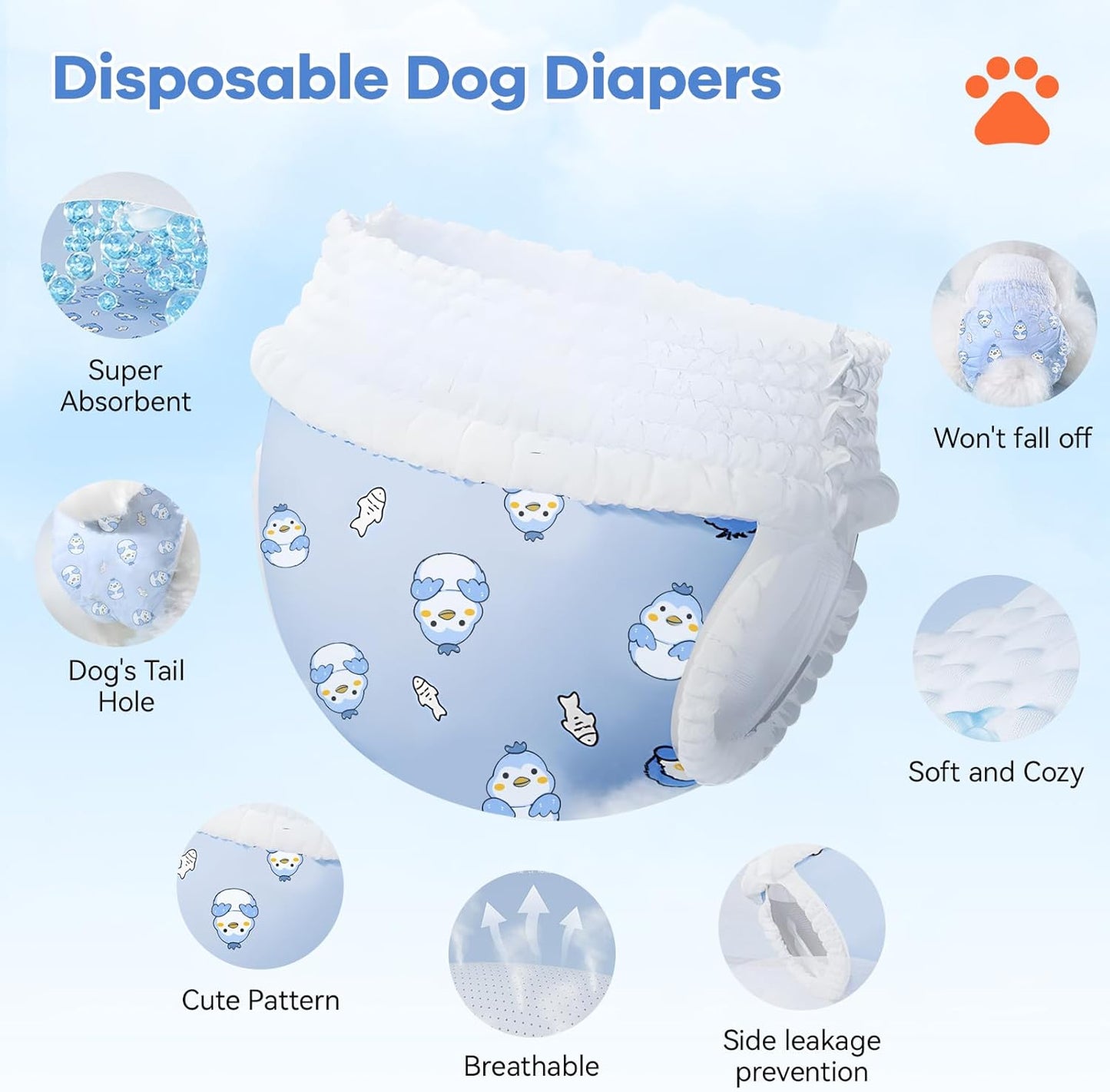 Disposable Dog Diapers Absorbent Soft Puppy Doggie Diapers for Female Dogs with Stretchy Waist Puppy Diaper in Heat Period Excitable Urination (S 10PCS)