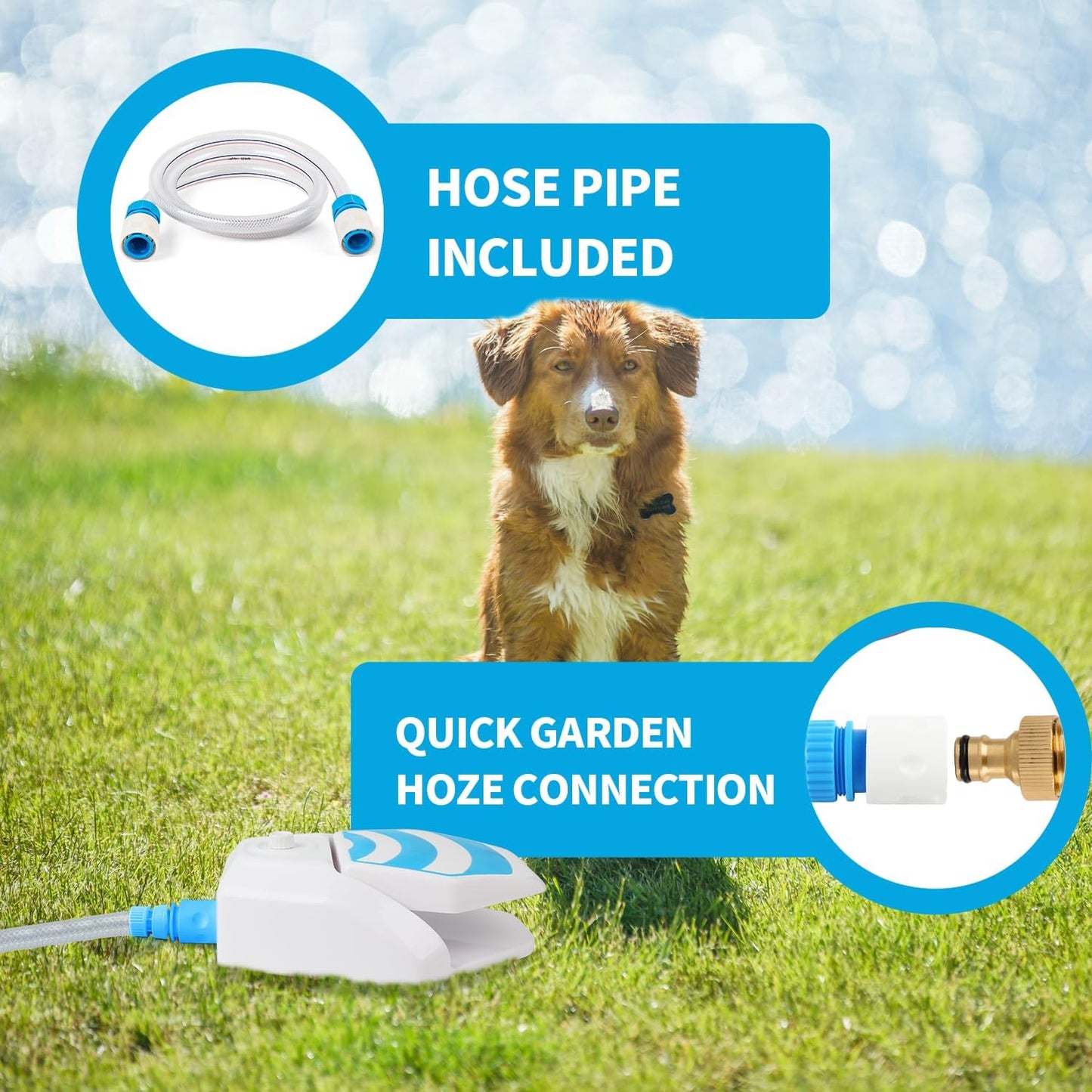 All For Paws Dog Water Fountain, Dog Sprinkler Paw Activated, Outdoor Water Fountain for Dog Drinking, Step On Pet Water Dispenser