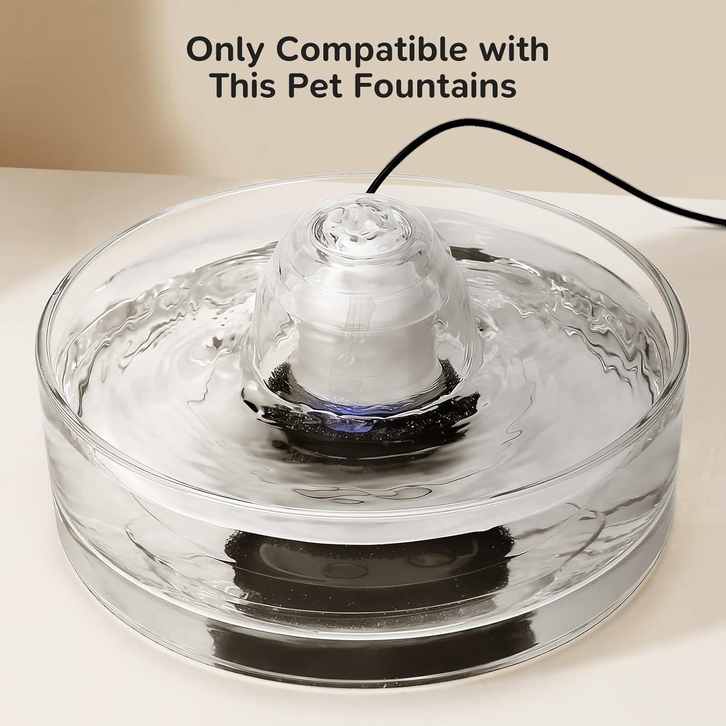 6 Packs Cat Fountain Filters & 6 Sponge Sets-Compatible with Cepheus 2.7L Glass Pet Fountain