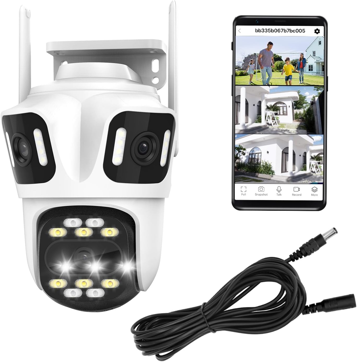 9MP Three Lens Wireless Outdoor Security Camera, 360° Pan/Tilt, 2.4GHz WiFi, AI Auto Tracking, No Blind Spot,24/7 Recording, Night Vision,Spotlight,2-Way Audio, IP66, for Home Surveillance