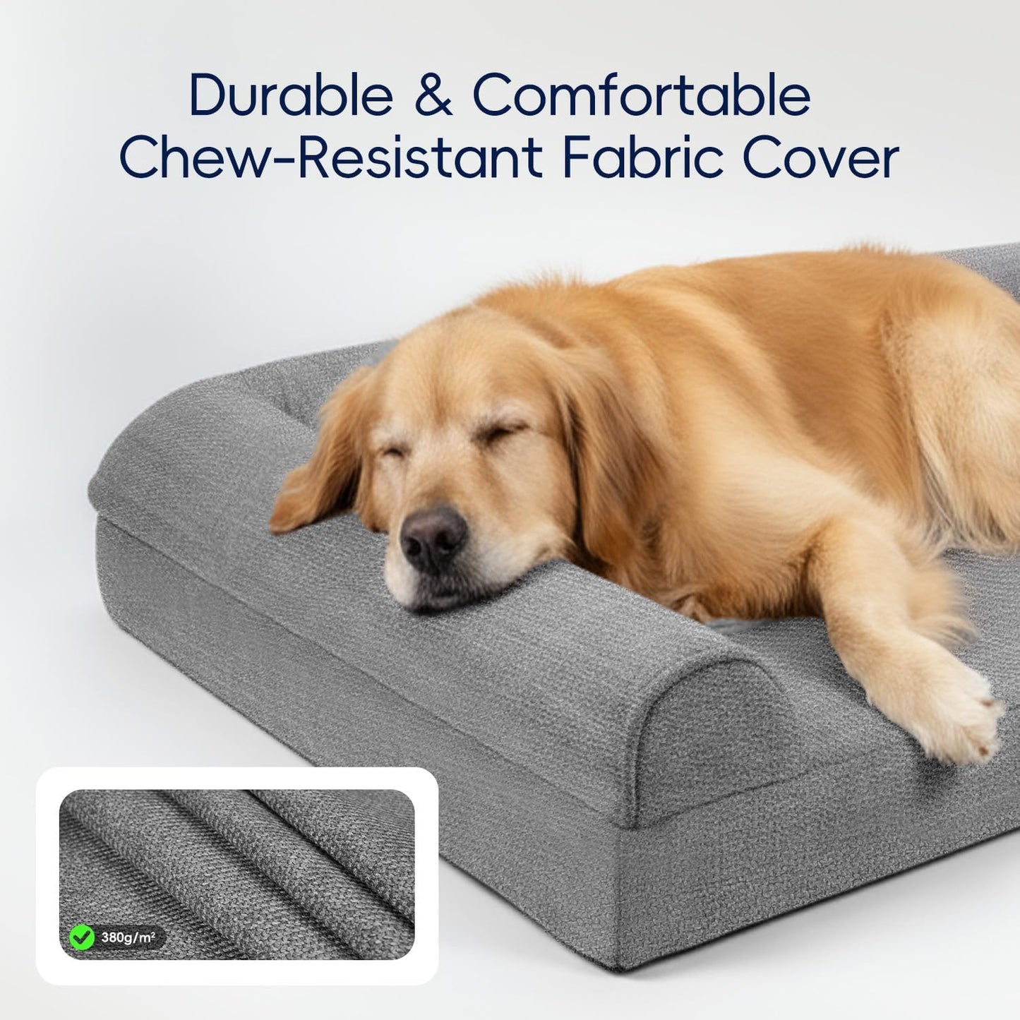 Sytopia 42 Inch Indestructible Dog Beds for Large Dogs, Big Chew Proof Orthopedic Egg Crate Foam Pet Bed with Washable Removable Cover and Anti-Slip Bottom, Grey