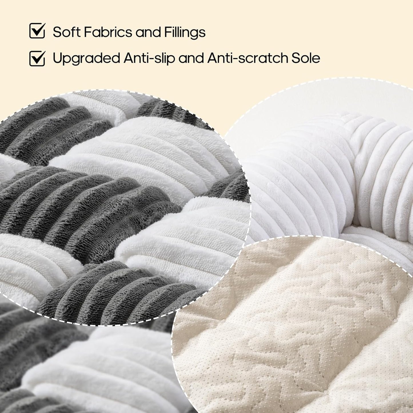 Dog Bed Fluffy Flannel Dog Mat for Furniture Protector,Non-Slip Plush Couch Covers for Pets, Washable Dog Cat Bed, Pet Friendly Dog Mat for Couches and Sofas(Grey, M-33.45 x 30.71 inch)