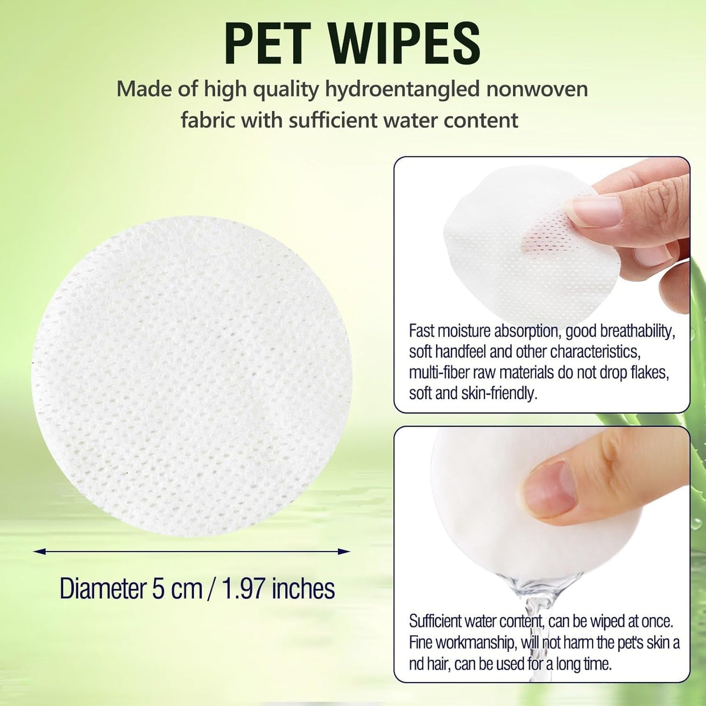 Pet Wipes for Dogs and Cats, All Purpose Cleaning Wipes for Paws, Ears, Butt, Face and Eyes, Unscented Extra Thick, Easy to Carry