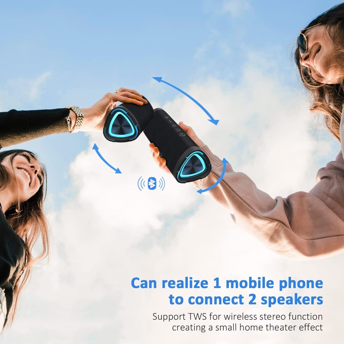 Vanzon Bluetooth Speakers, Wireless Portable Bluetooth Speaker with 24W Stereo Sound,24H Playtime, IPX7 Waterproof,TWS Dual Pairing,Suitable for Home/Outdoor/Party/Travel,Great Gift