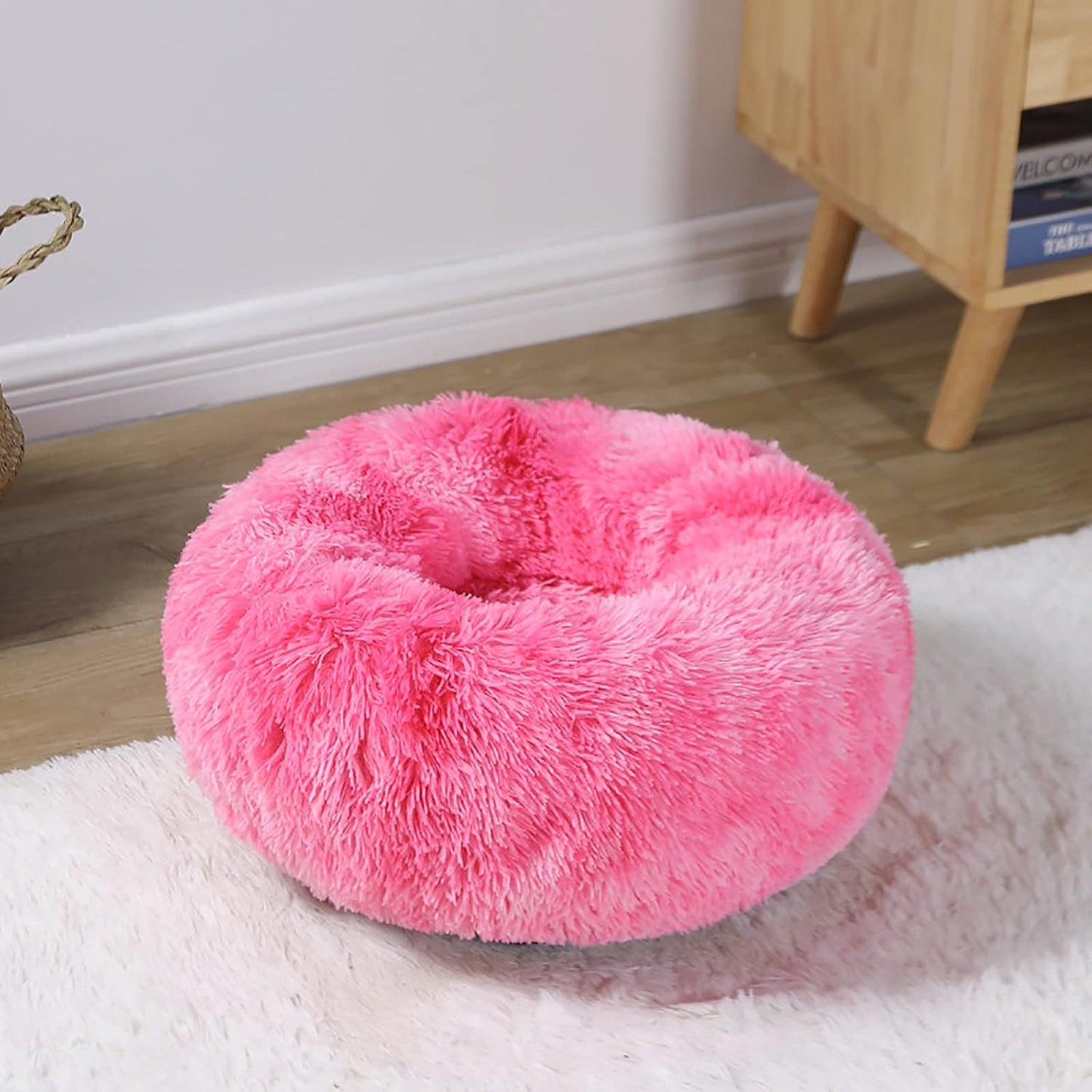 Dog Beds Calming Dog Bed Fluffy Donut Cuddler Cat Bed Round Donut Pet Bed for Cats and Small Dogs Cozy Soft Indoor Cat Pet Cushion Bed,9,S