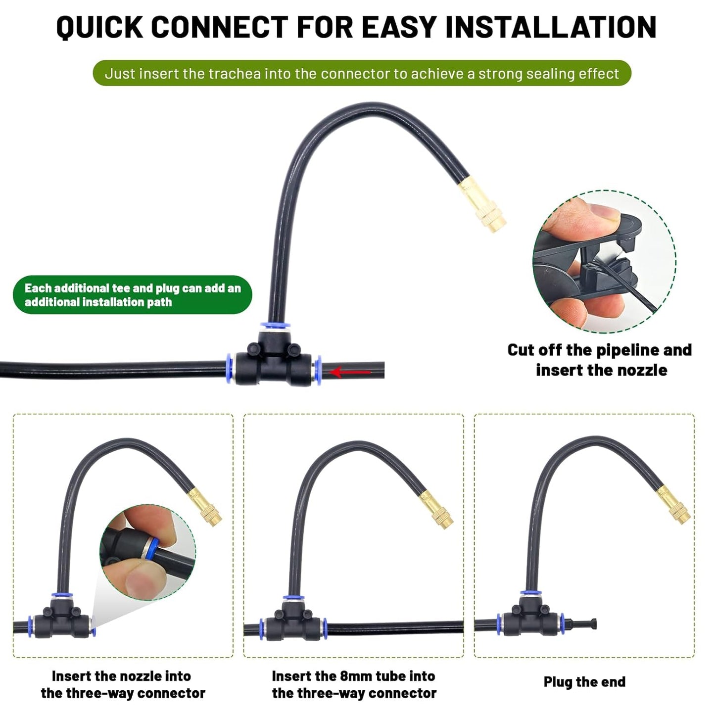 360° Adjustable Drip Irrigation System - 50FT Garden Watering System with 16 Nozzles, Garden Irrigation System, Greenhouse Accessories, Atomizing System for Yard, Lawn, Plants, 5/16 inch Tubing