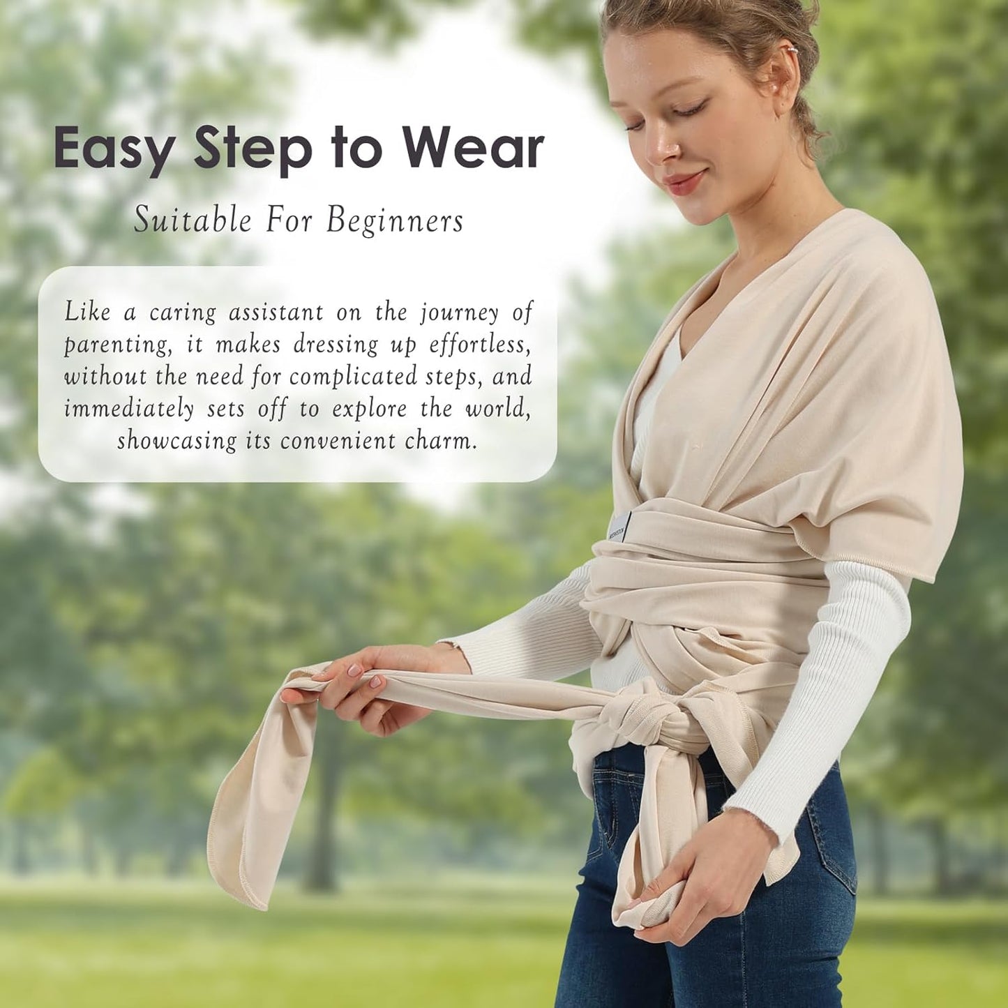 Baby Wraps Carrier, Baby Carrier Wrap Newborn Sling 7-35lbs, Baby Wearing Wrap Newborn Wrap Carrier, Baby Sling Carriers for Newborn and Infant, Beige
