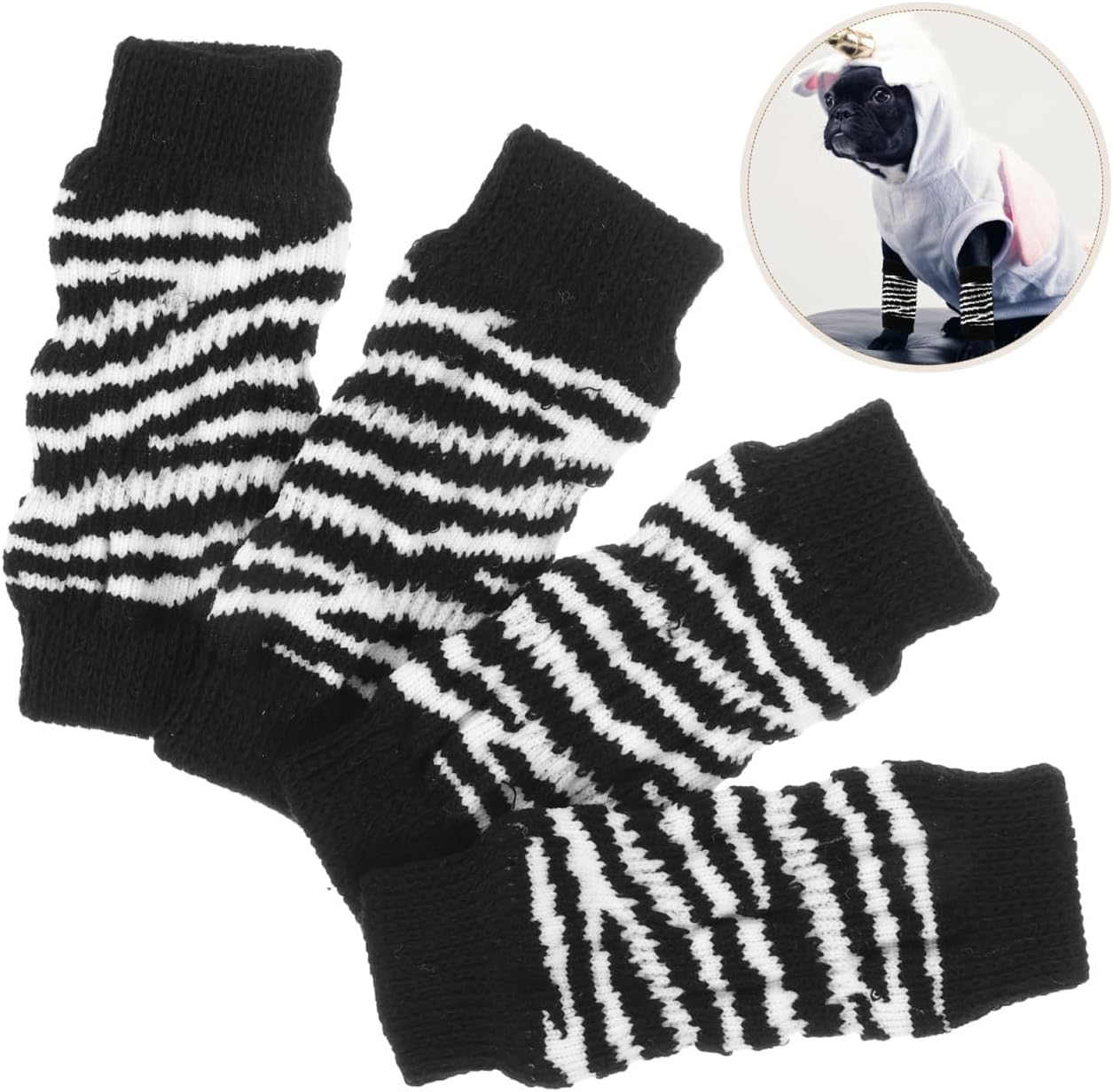 Sosoport Dog Leg Warmers for Small Dogs - Washable Pet Socks with Breathable Cotton Fabric Adorable Patterned Elbow Protectors for Winter Paw Care and Outdoor Use 4 Pack