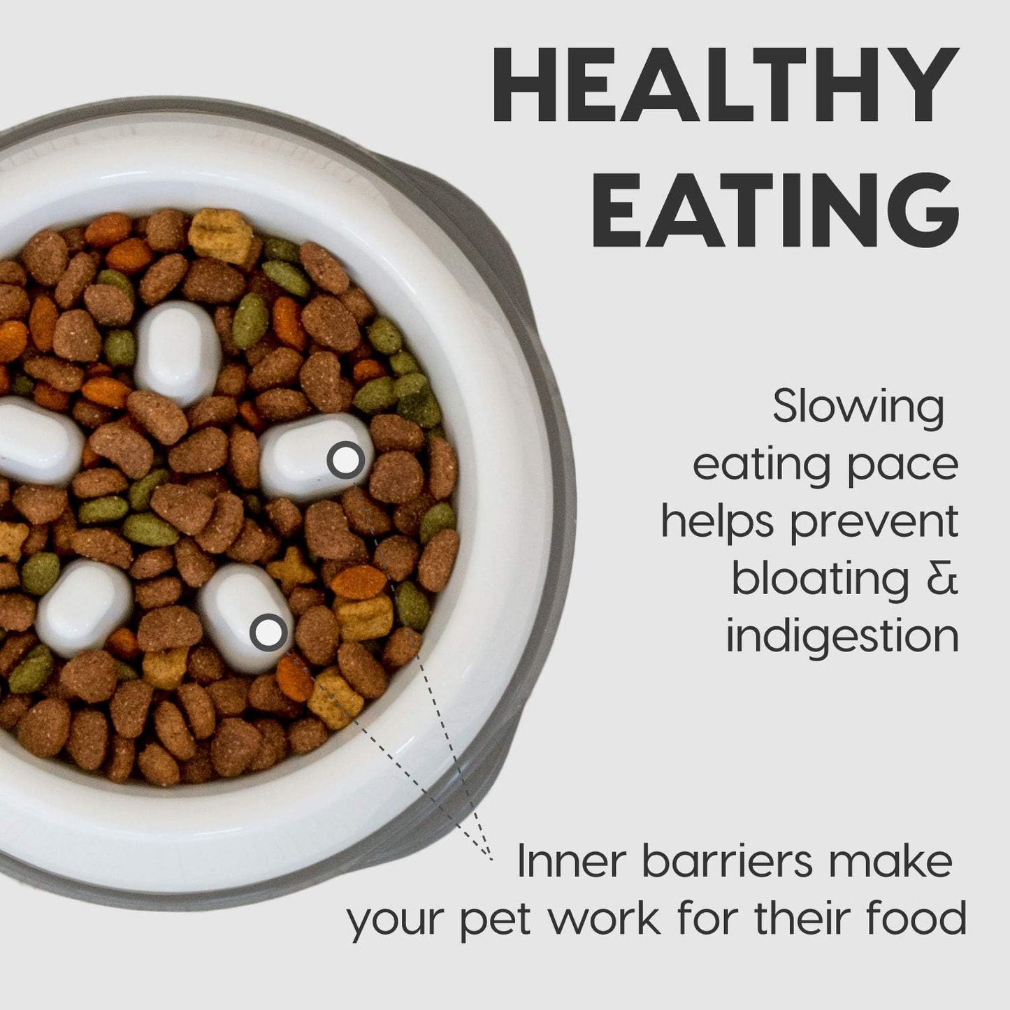 IRIS USA 2 Cups Slow Fedder Dog Bowl, Anti-Choking, Anti-Slip, Easy to Clean, Interactive Puzzle Toy, Healthy Digestion, Short snouted, Dogs Cats & Other Pets, BPA, PVC, Phthalate Free, Beige/Black