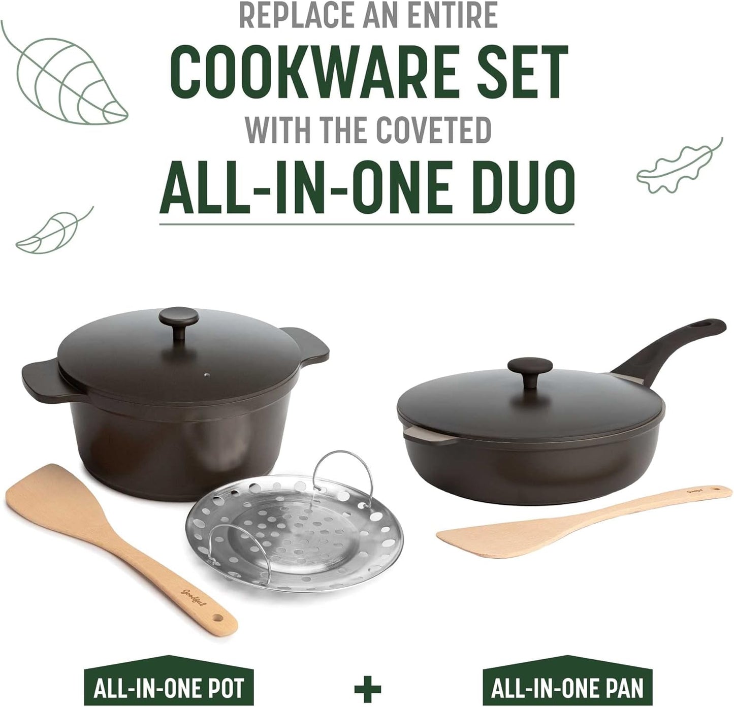 Goodful All-in-One Pan, Multilayer Nonstick, High-Performance Cast Construction, Multipurpose Design Replaces Multiple Pots and Pans, Dishwasher Safe Cookware, 11-Inch, 4.4-Quart Capacity, Graphite