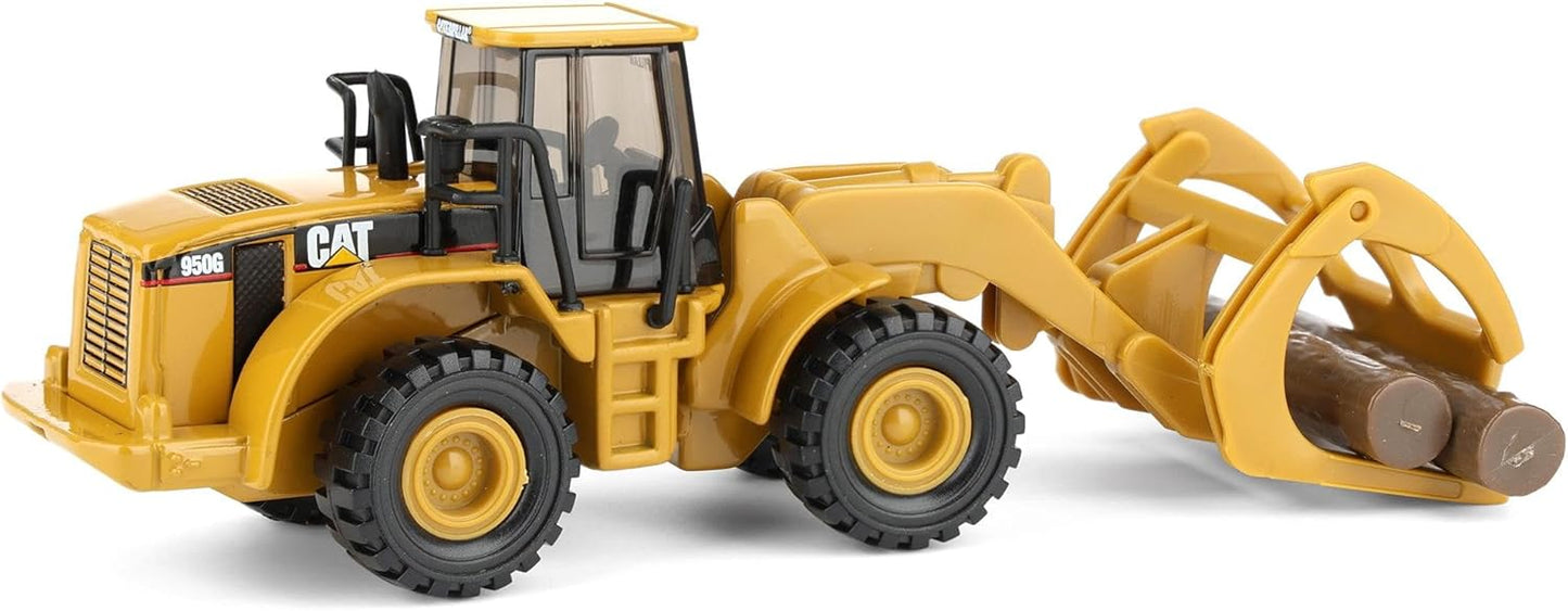 Diecast Masters 1/87 CAT 950G Wheel Loader with Fork and Wood Log 84661CS