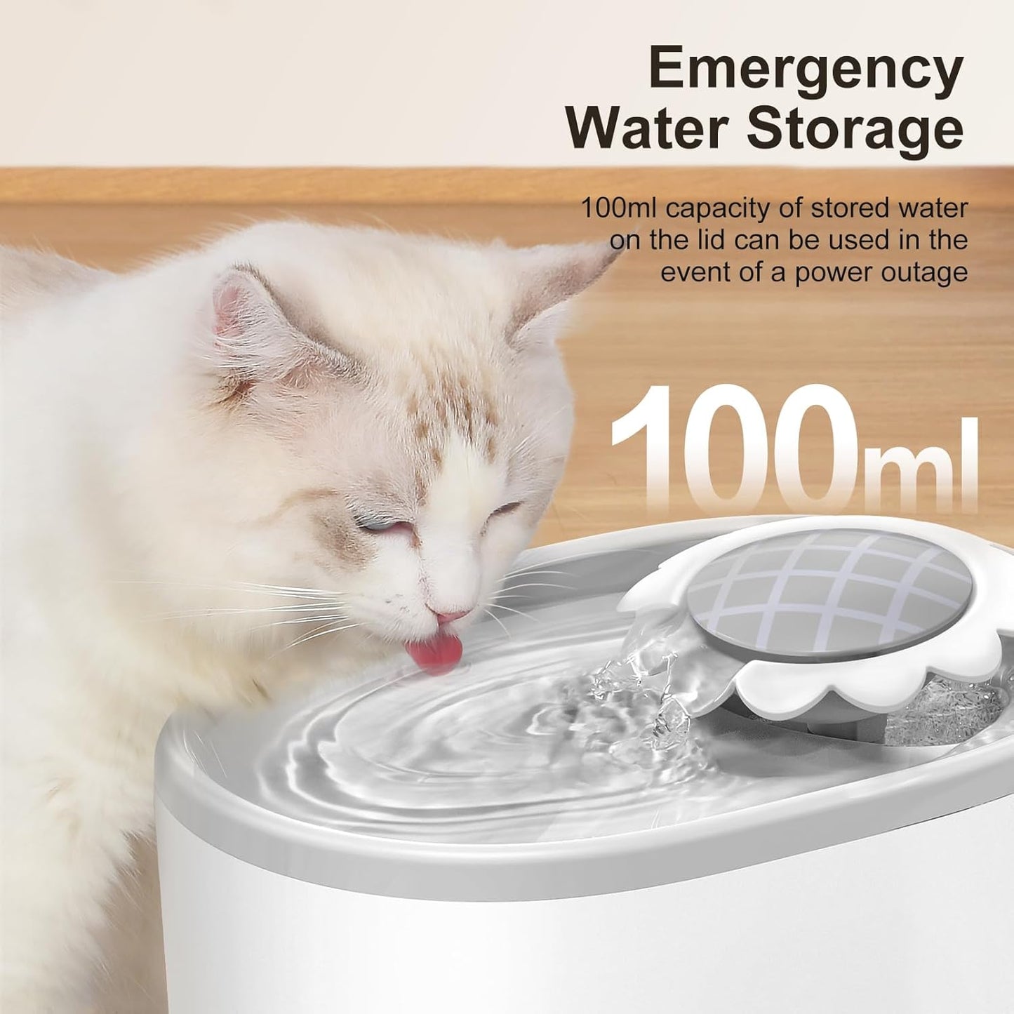 NPET Cat Water Fountain with Visible Water Level Window, White Grey 2L/67oz Automatic Pet Water Fountain with Quiet Pump, Dog Water Dispenser for Drinking (Regular)