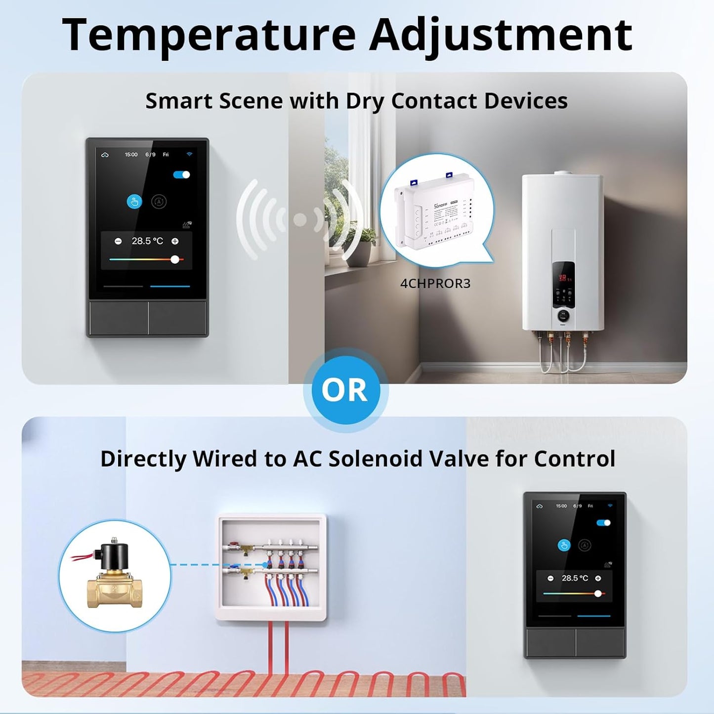 SONOFF NSPanel Smart Switch - 2-Switch Panel Home Control With Touchscreen, Temperature Function, Lights Control - Compatible With Alexa and Google Home, Black