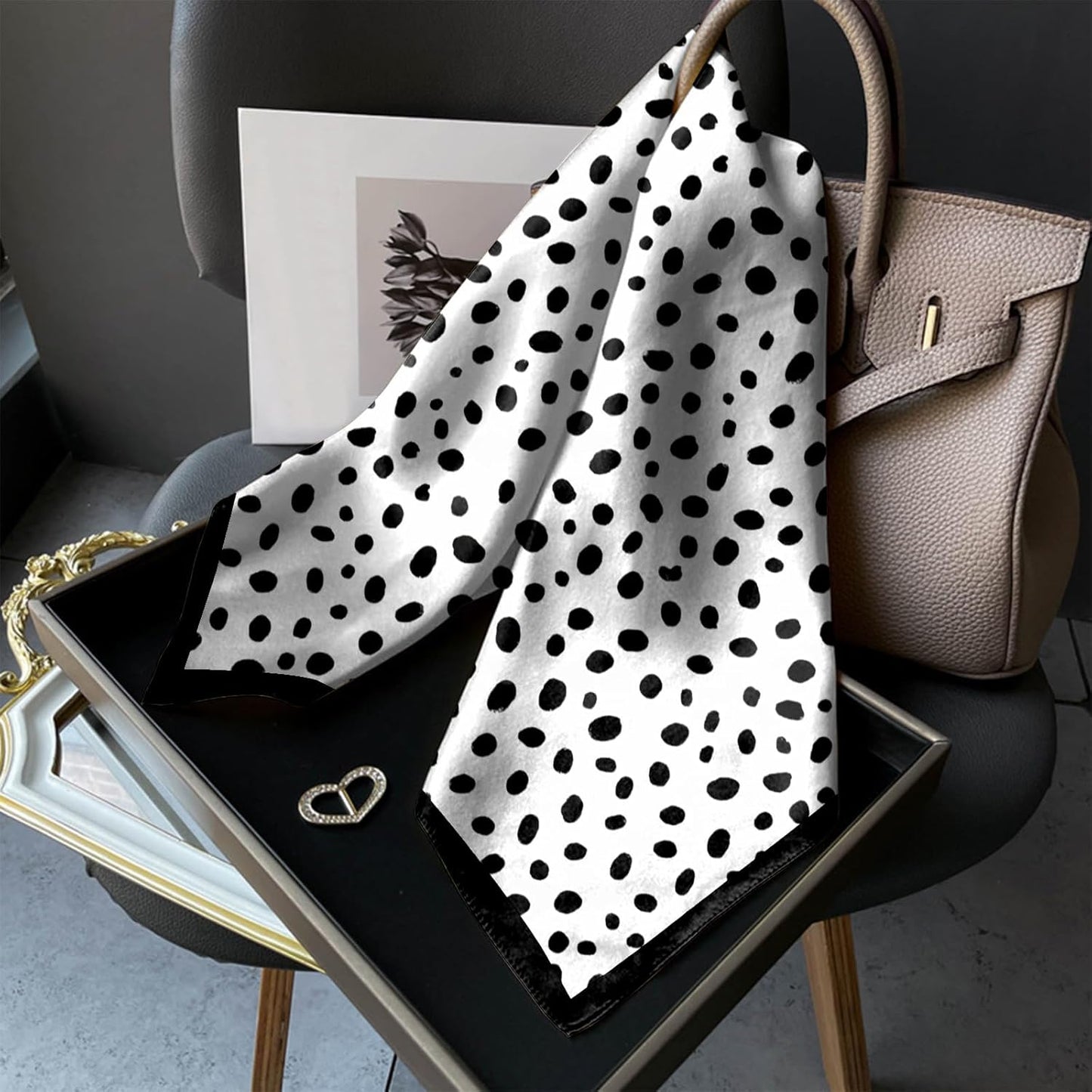 Scarf Silk Feeling Square Satin Head Hair Scarf Wrap 27.5 Inches Headwear Aesthetic Cute Decoration Women Girls