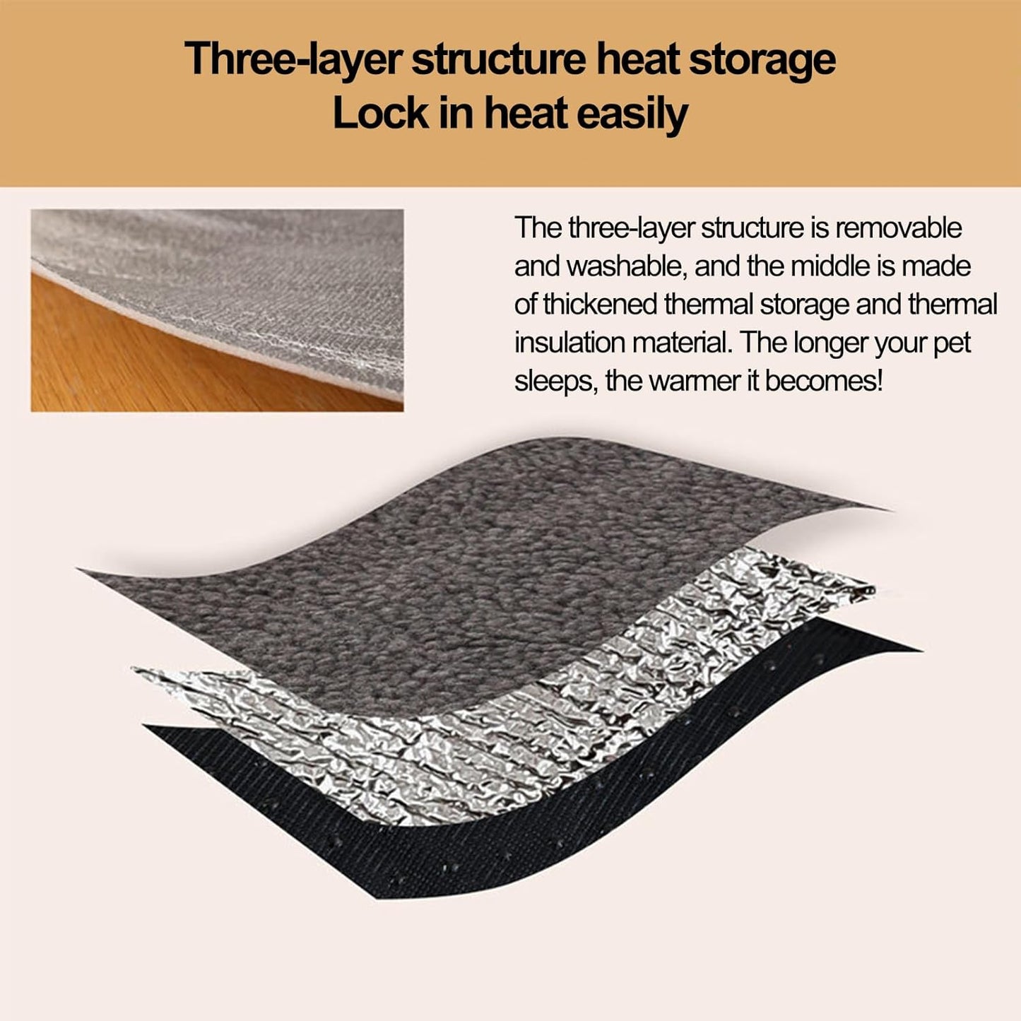 Self Warming Cat Bed - Thermal Pet Sleeping Mat, Removable Dirt-Resistant Cover, Soft Winter Mat for Dogs and Cats, Anti-Slip Warm Cushion, Large Pet Comfort Bedding, Home Sleeping Solution