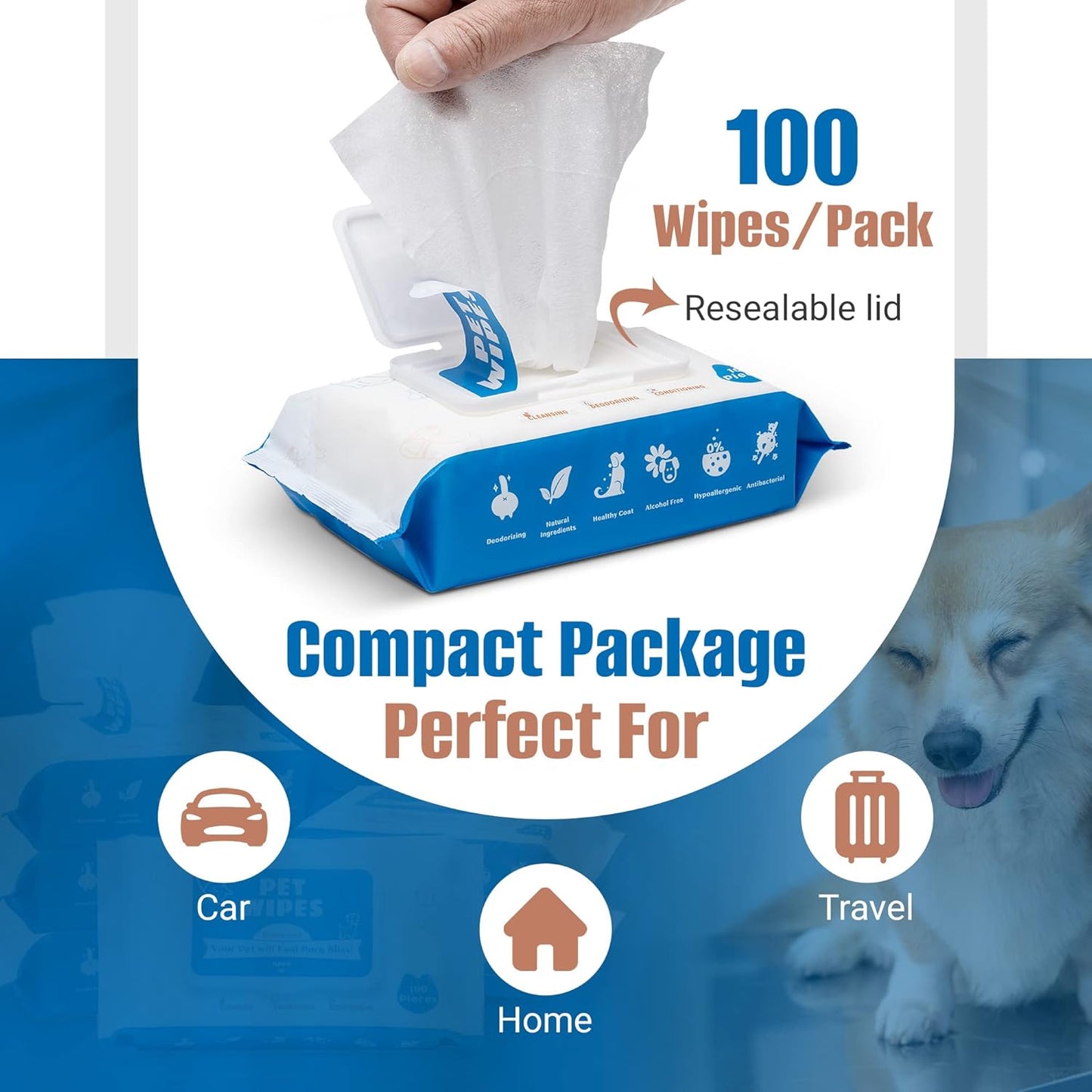 Dog Wipes for Paws and Butt - 600count/6packs Pet Wipes for Dogs and Cats, Puppy Wipes - Dog Grooming Wipes Cleaning Deodorizing - Fragrance Free Dog Face Wipes