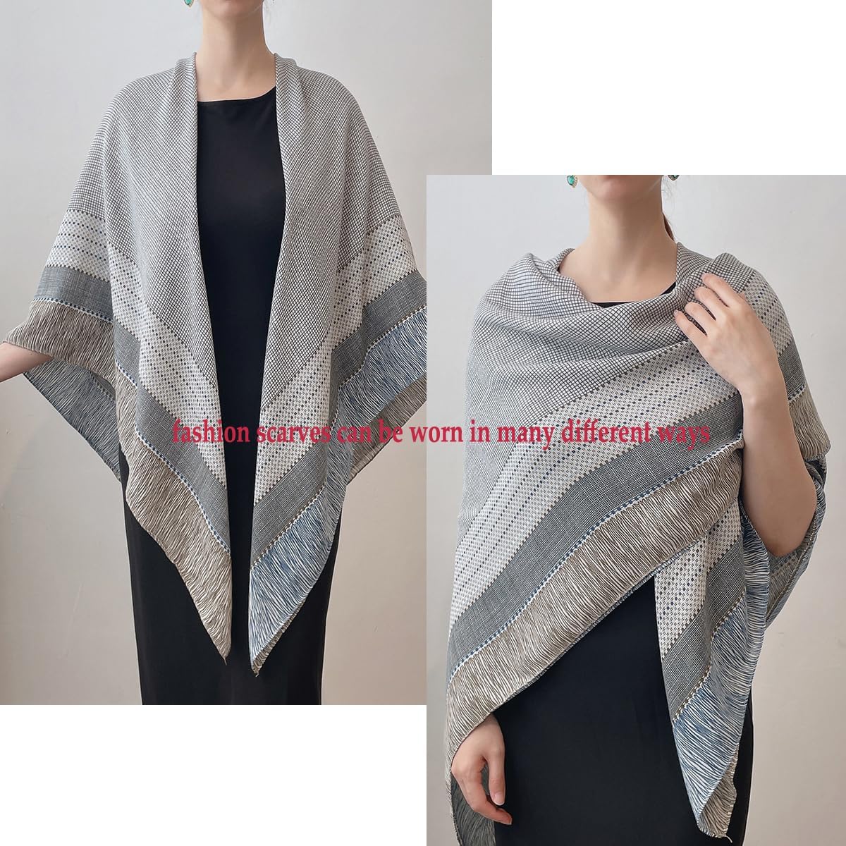 K-Elewon Large Square Scarf 51" Cotton and Linen Hand feel Scarf Fashion Scarves Hair Wrapping Scarfs Neck Scarves for Women