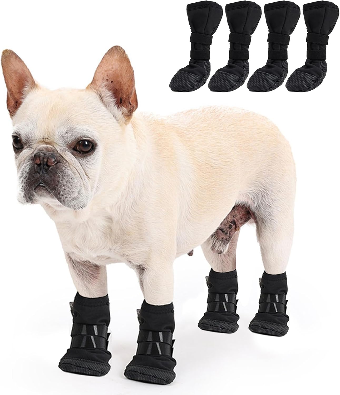 Dog Feet Covers Protective Shoes for Pet with Adjustable Sticker Shoes Dogs Thick Grip Booties with Adjustable Stick Weatherproof Dog Socks