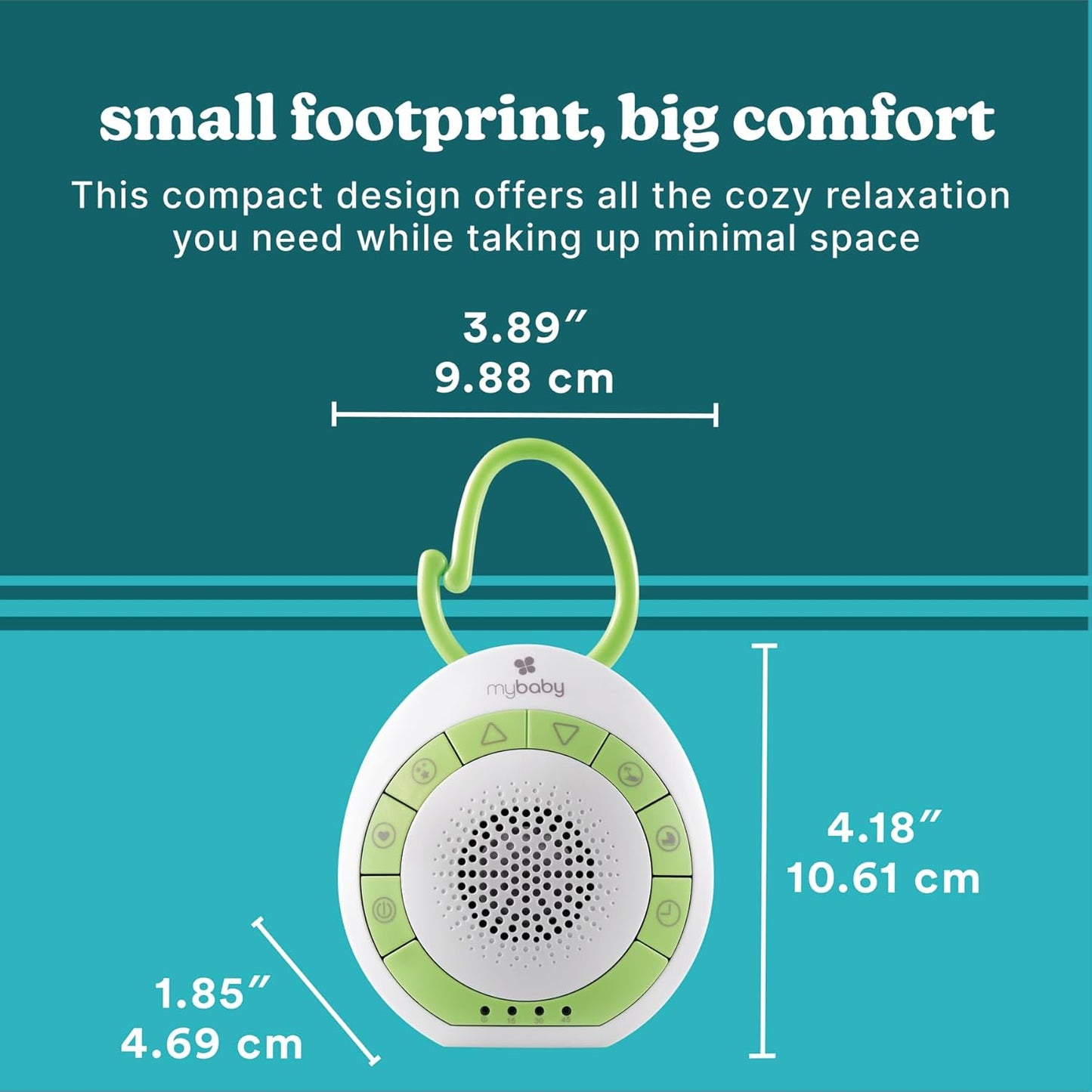 MyBaby Baby Sound Machine - White Noise Sound Machine for Baby, Travel, Nursery and On The Go - 4 Soothing Sounds, Integrated Clip, Small and Lightweight - Great for Baby Registry Gift