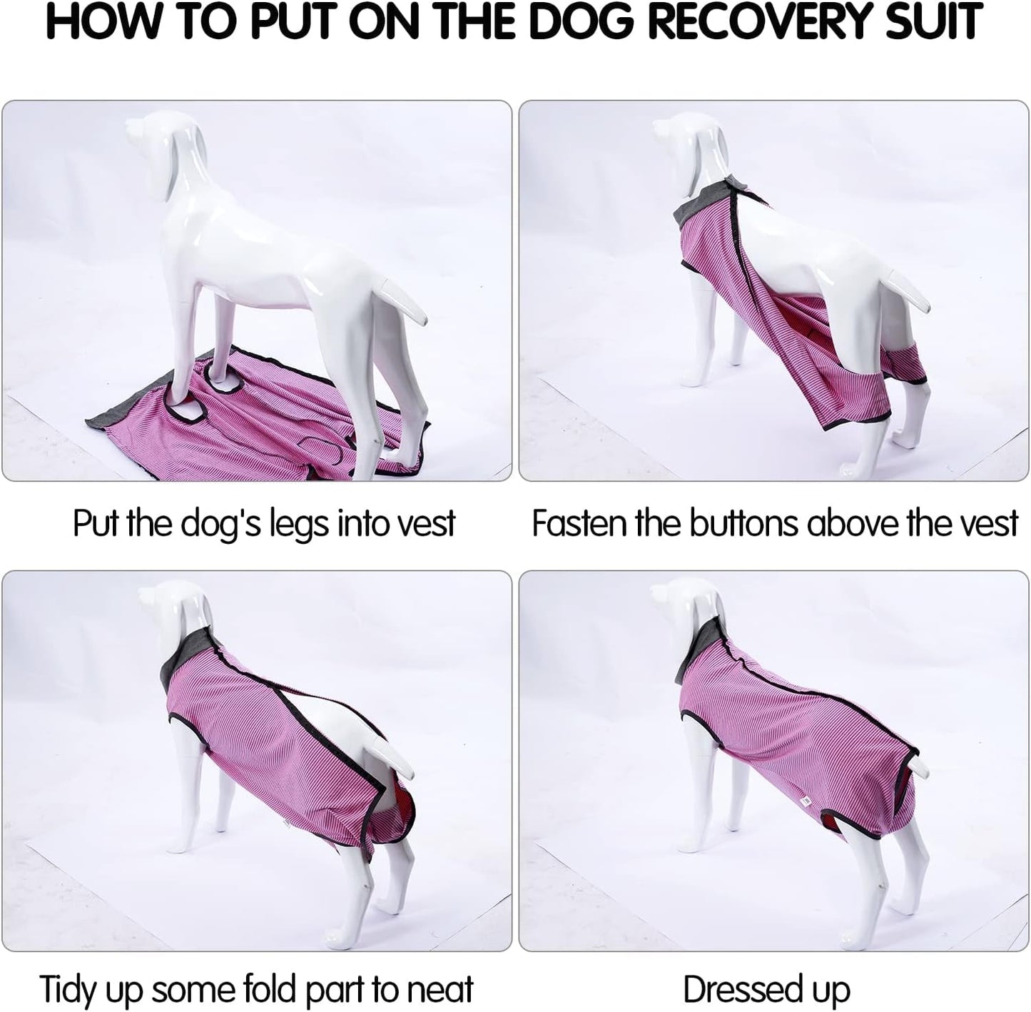 Dotoner Dog Recovery Suit Abdominal Wound Puppy Surgical Clothes Post-Operative Vest Pet After Surgery Wear Substitute E-Collar & Cone(M,Pink)