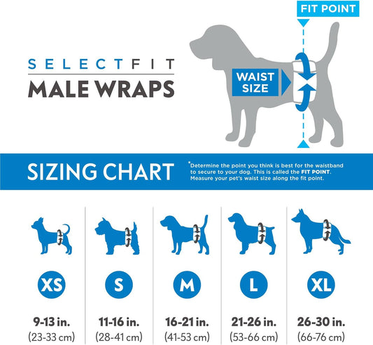 Paw Inspired Select Fit Male Dog Diapers, Disposable Male Wraps with Wetness Indicator| Belly Bands for Small, Medium, Large Dogs (X-Small, 20 Count)