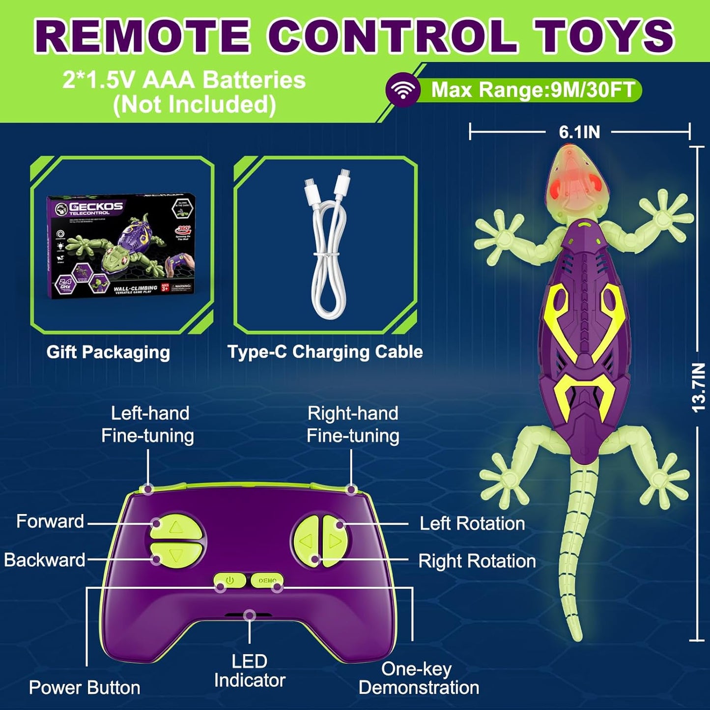 Wall Climbing Gecko, Glow in The Dark Lizard, Easter Basket Stuffers Kids,Wall Crawler Robot Geckos,Fun Kids Toys, Birthday Easter Gifts for 3 4 5 6 7 8 9 10+ Year Old Boys Girls Teens