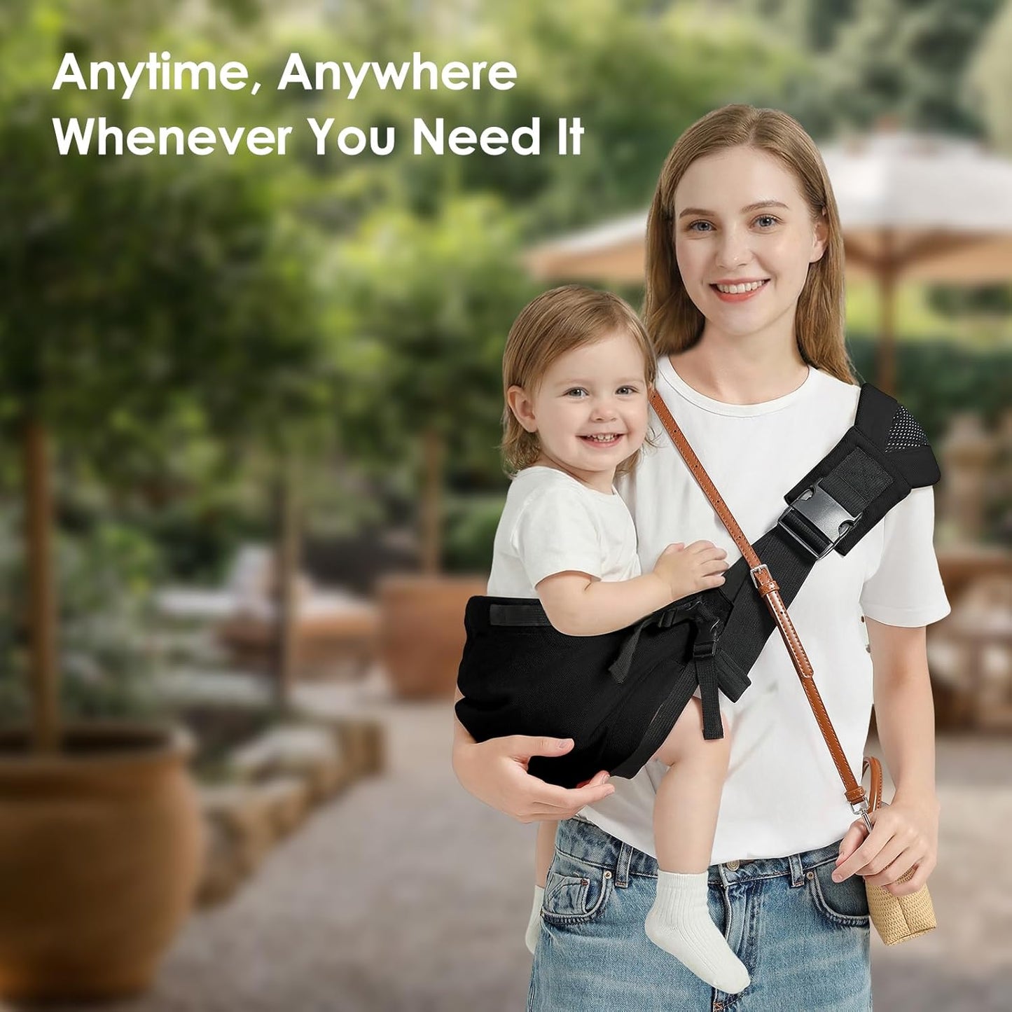 Toddler Sling Carrier, Adjustable Baby Carrier Sling 8-40 lbs, Lightweight Toddler Carrier Baby Sling Carrier, Toddler Hip Carriers One Size Fits All, Black