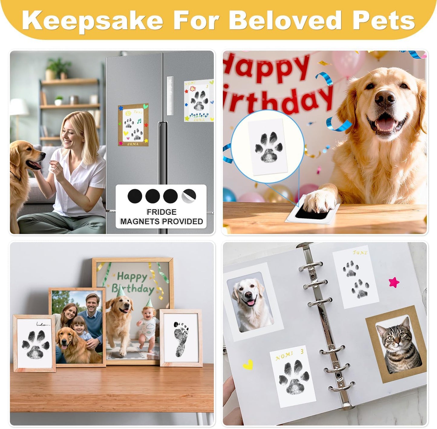 Paw Print Kit for Dogs - Dog Paw Print Kit Pet Paw Print Impression Kit, Dog Nose Print Kit Clean Touch Ink Pad for Dog Paw Prints, Inkless Paw Print Kit for Puppy & Newborn