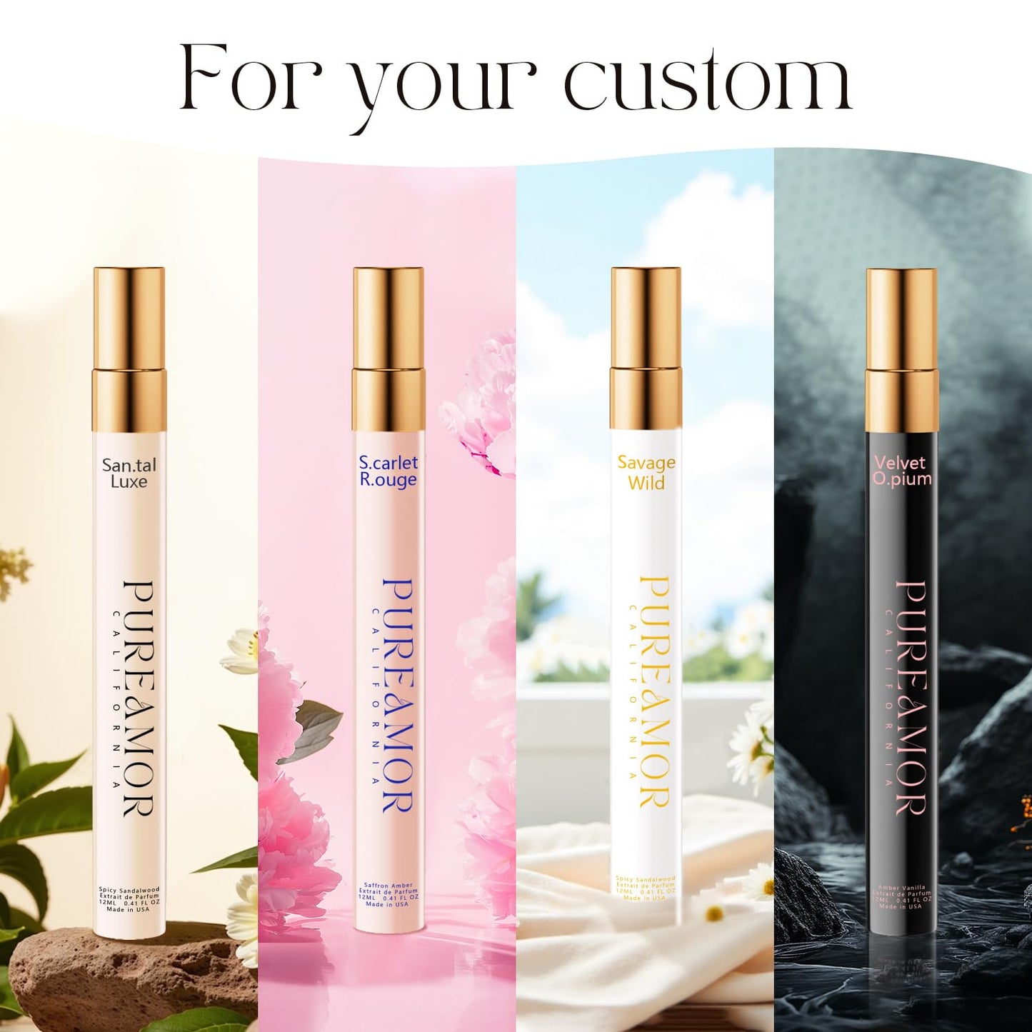 PUREAMOR Pheromones Perfumes for Women, Amber Vanilla Perfume, Long Lasting Eau De Parfum, Premium Sent Blend Cologne for Men & Women, 0.41 fl.oz Travel Size Perfumes Spray
