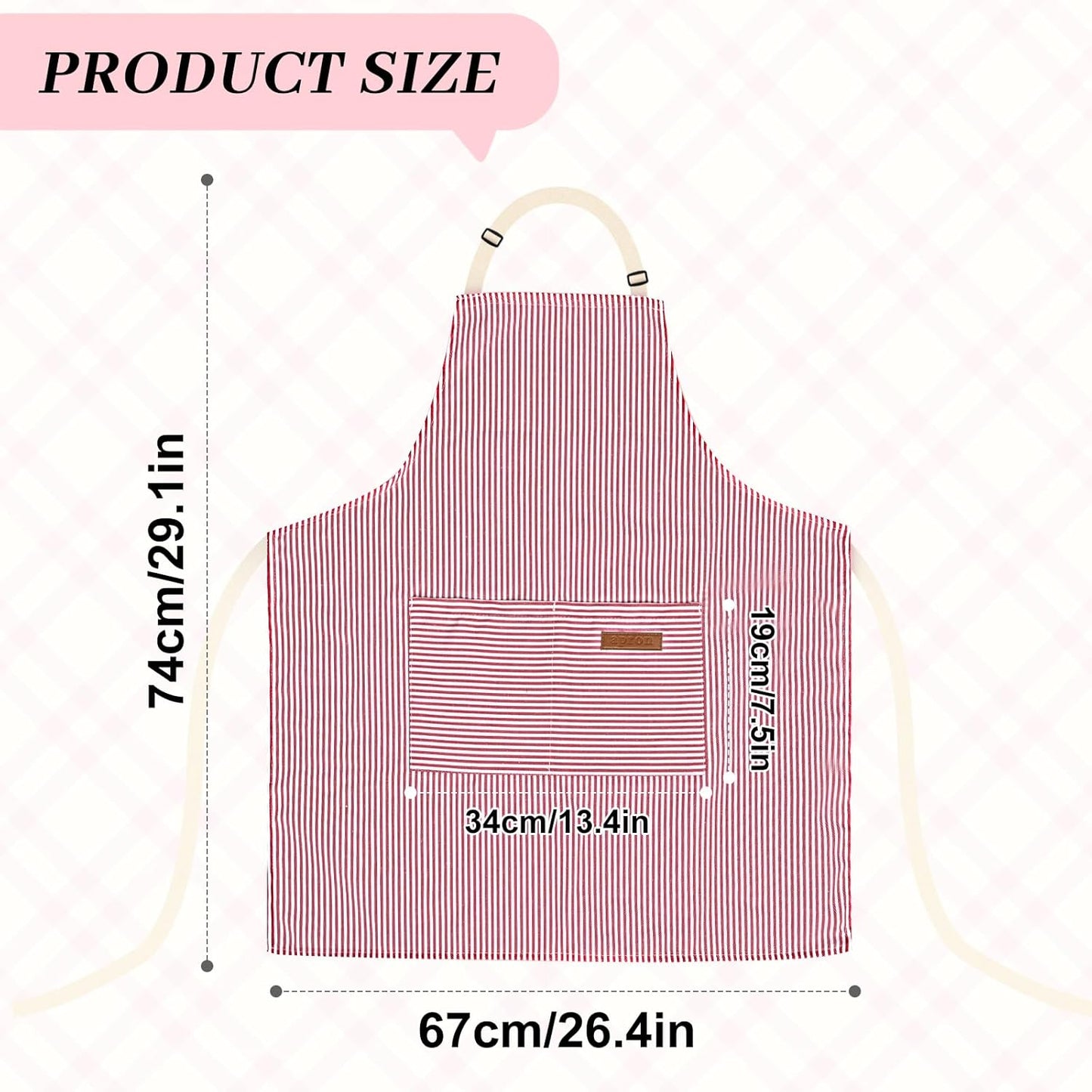 2Pack Adjustable Kitchen Apron for Women Men with 2 Pockets，Cotton-Polyester Blend Bib Aprons for Cooking,Baking