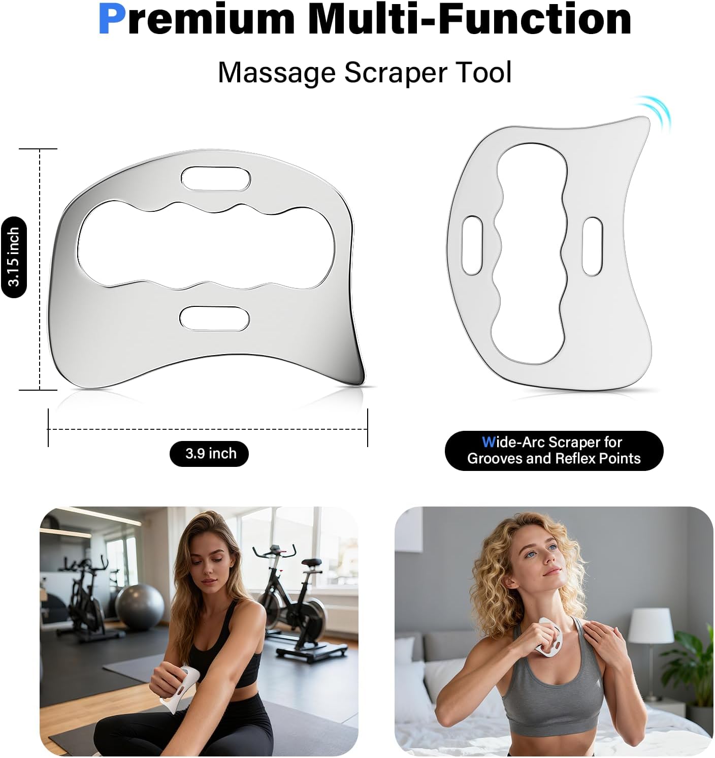 Stainless Steel Muscle Scraper Gua Sha Kit and Derma Edge Scraping Tools for Physical Therapy, Deep Tissue Guasha Massage Tool for Body and Face Relaxation (Grey-5pcs)