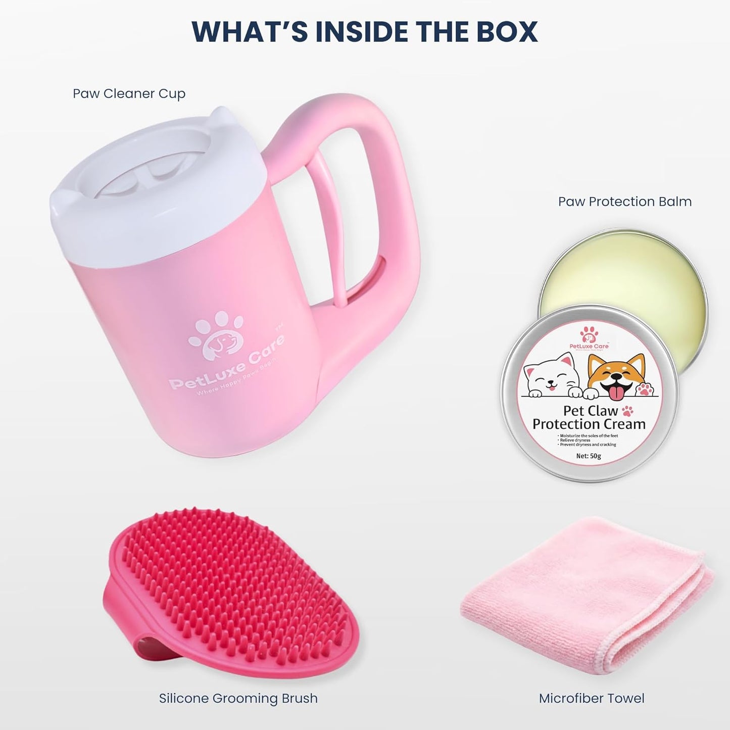 Dog Paw Washer Kit - Includes Paw Cleaner Cup, Towel, Pet Bath Brush & Moisturizing Balm - Dog Foot Washer for Muddy Paws, ideal for Small & Medium Dogs (Pink, Small)