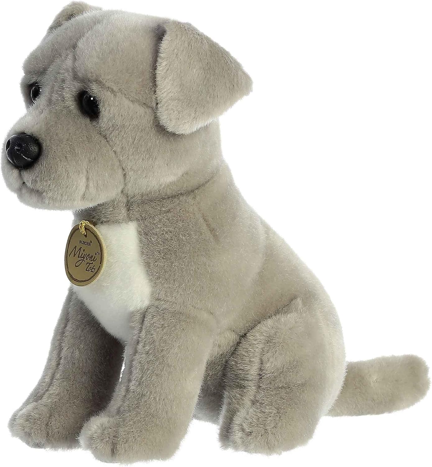 Aurora® Adorable Miyoni® Tots Pit Bull Puppy Stuffed Animal - Lifelike Details Make a Cherished Companion - Perfect for Decorating Bedrooms or Classrooms - Gray 8 Inches