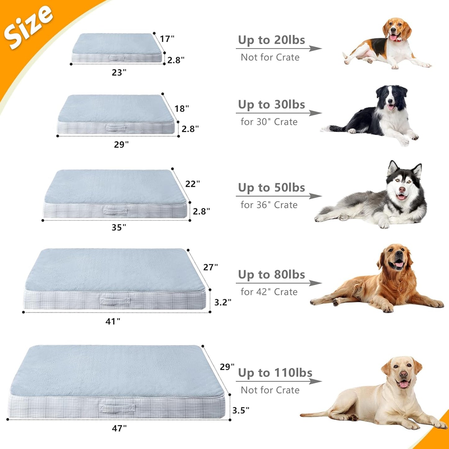 MIHIKK Washable Orthopedic Dog Bed for Large Dogs, L Waterproof Pet Bed with Egg Crate Foam Strong Support, Machine Washable Cover & Anti-Slip Bottom & Durable Zipper 35x22(Gray)