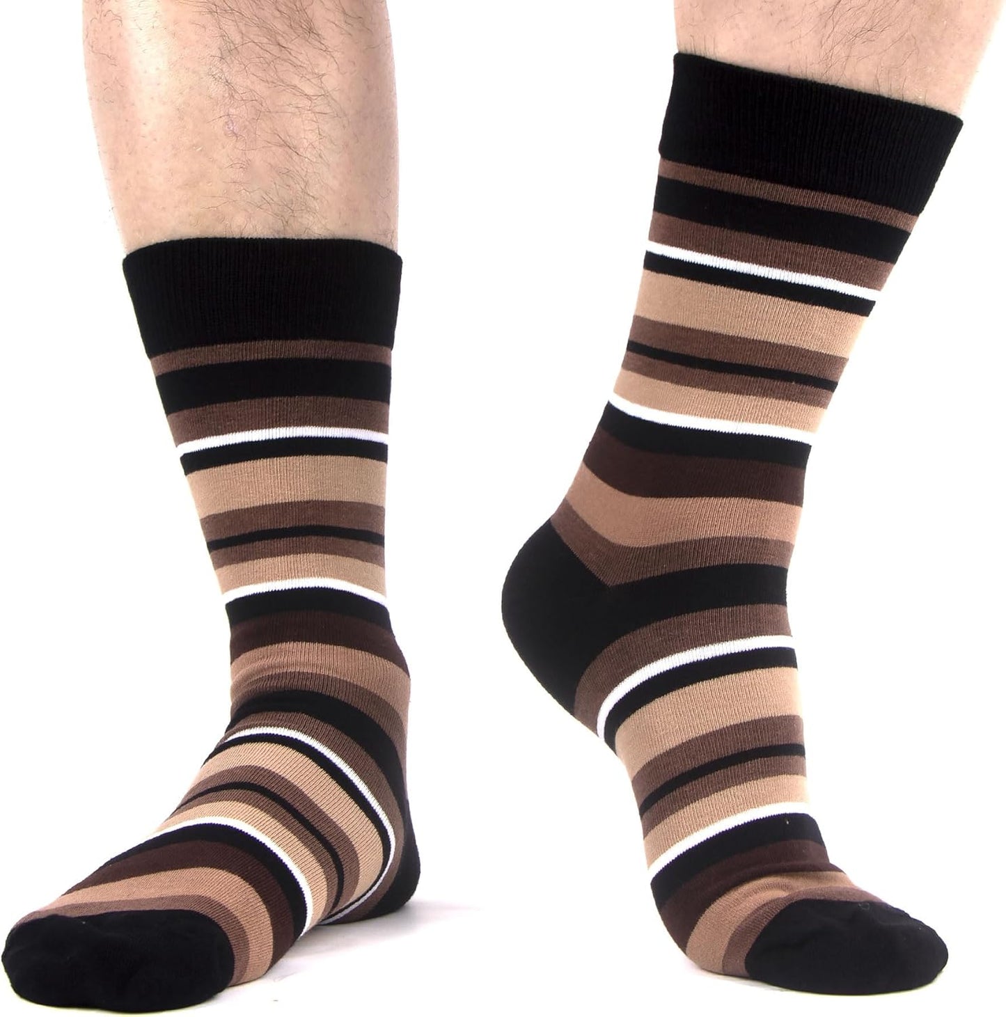 WeciBor Men's Patterned Dress Socks - 6/12 Pairs Seamless Cotton Crew Socks for Business, Office & Daily Wear