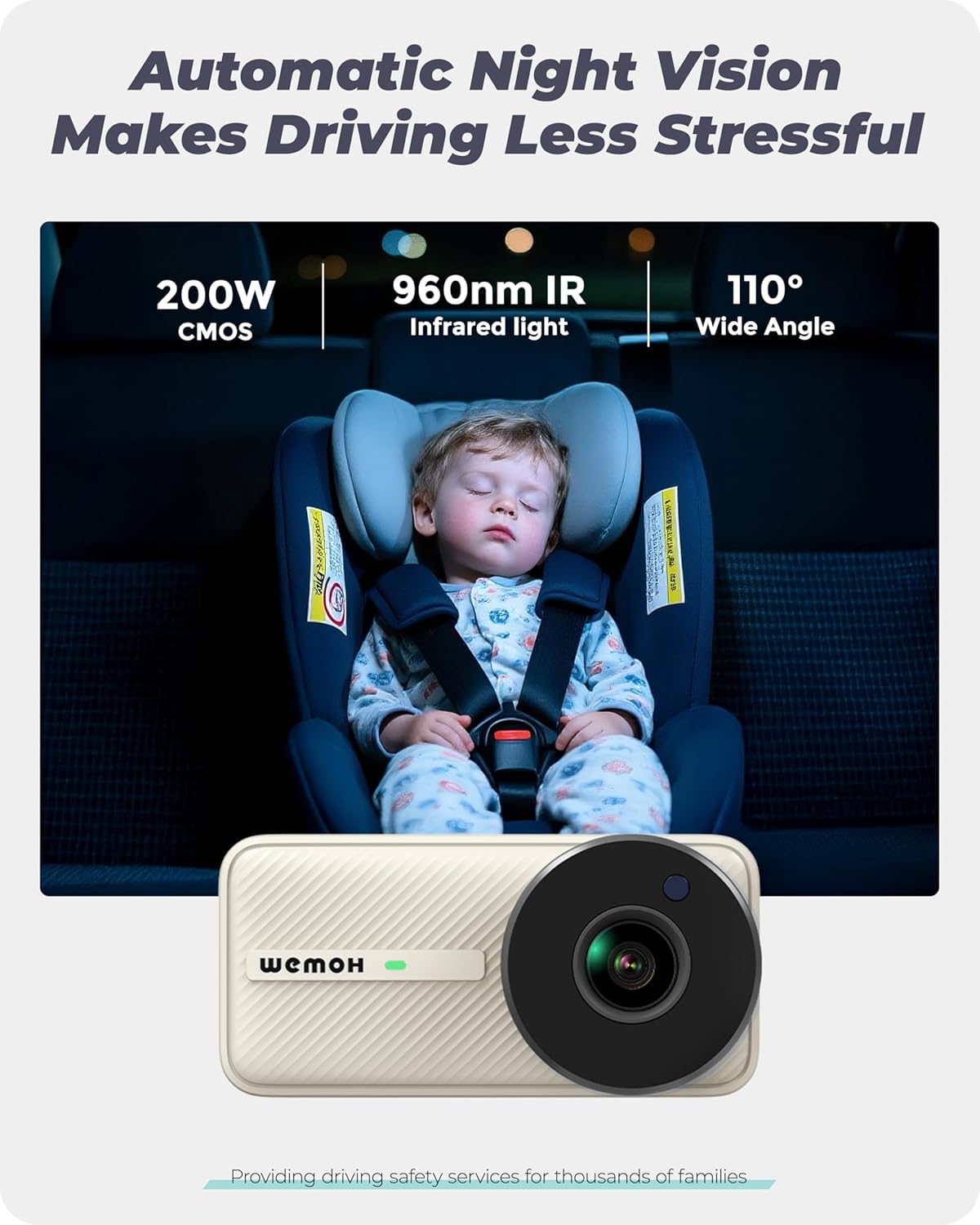 NO.1 Magnetic Baby Car Camera with 1080P IPS Monitor, Auto Night Vision & Magnetic Mount – 5" Display, Zoom/Mirror Modes, USB Powered, 5-Minute Setup, for Rear-Facing Infant, White