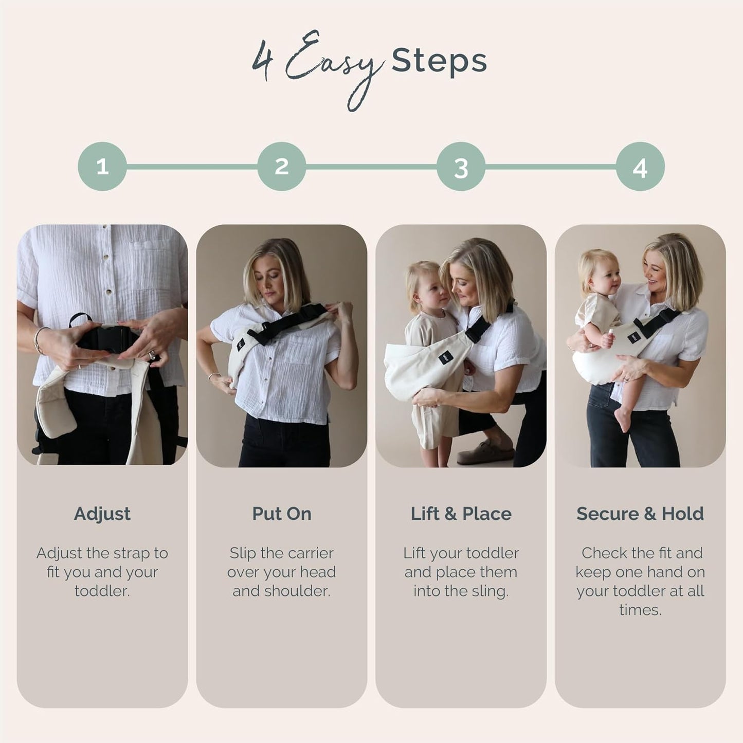 Boba Buddy Toddler Carrier Sling - 100% Cotton Baby Sling Carrier Toddler, Ergonomic with Adjustable Straps, Safety Buckle and Roomy Seat, Includes Matching Carry Bag (9–48 Months/18-44 lbs) - Black