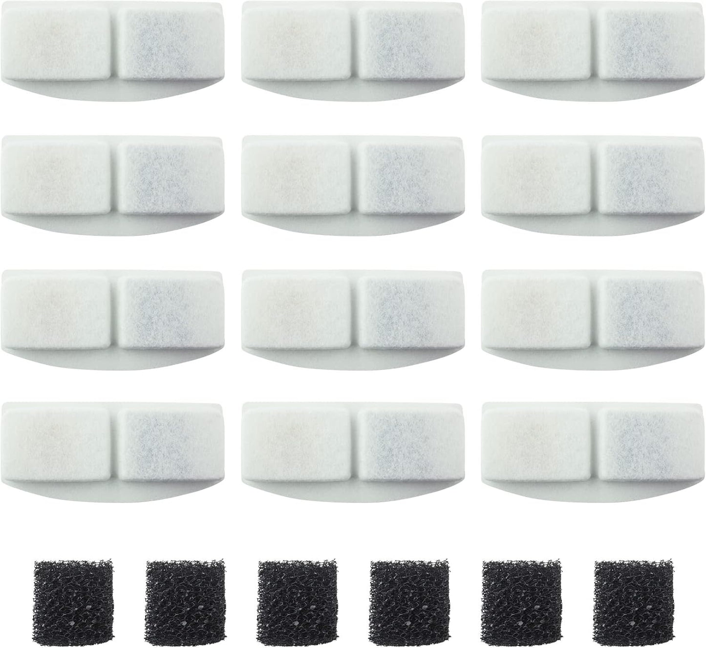 PET STANDARD Replacement Water Filter & 6 Pack Replacement Pre-Filter Sponges Compatible With VEKEN® 100oz/3L Automatic Pet Fountain, Pack of 12