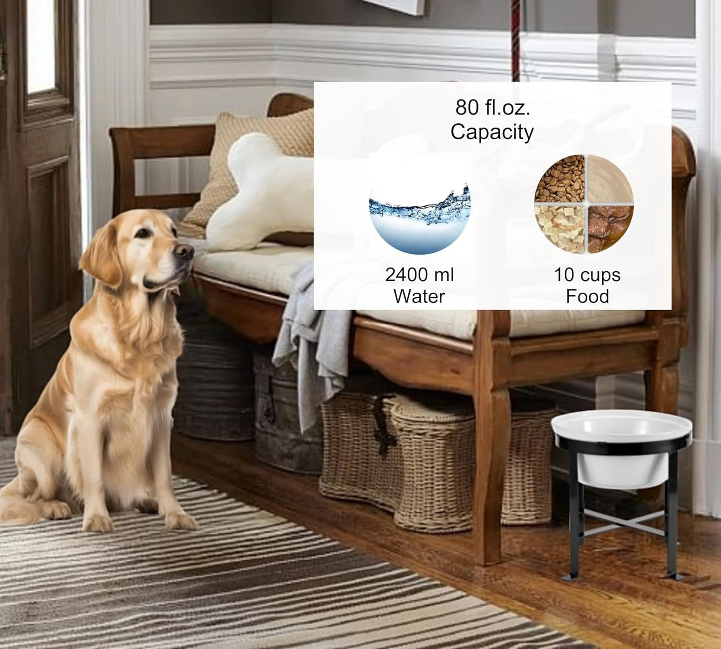 BestVida® Elevated Dog Bowls,Pet Stand, Raised Dog Bowls, Single Bowl Stand