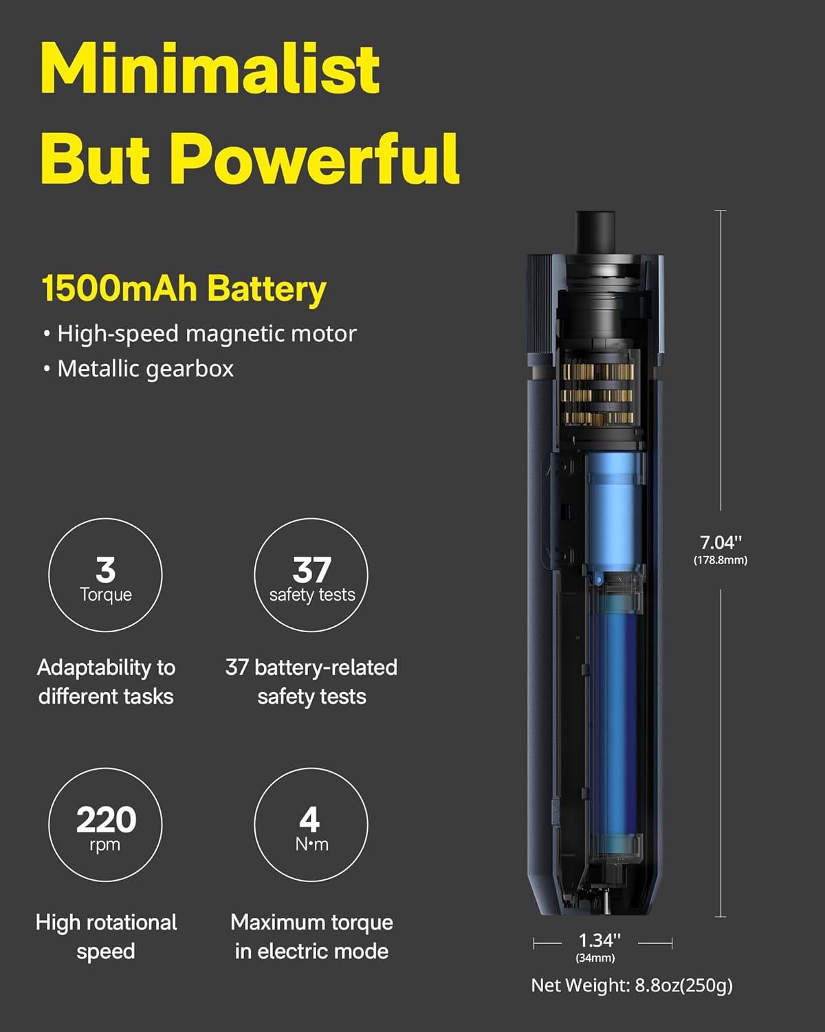HOTO Electric Screwdriver Kit, Upgraded 1/4'' Hex 25 Bits, Magnetic Lid, Rechargeable Cordless Screwdriver, 1500mAh Battery, LED Light, Ideal for Furniture Assembly, Home Repair & Garage Projects