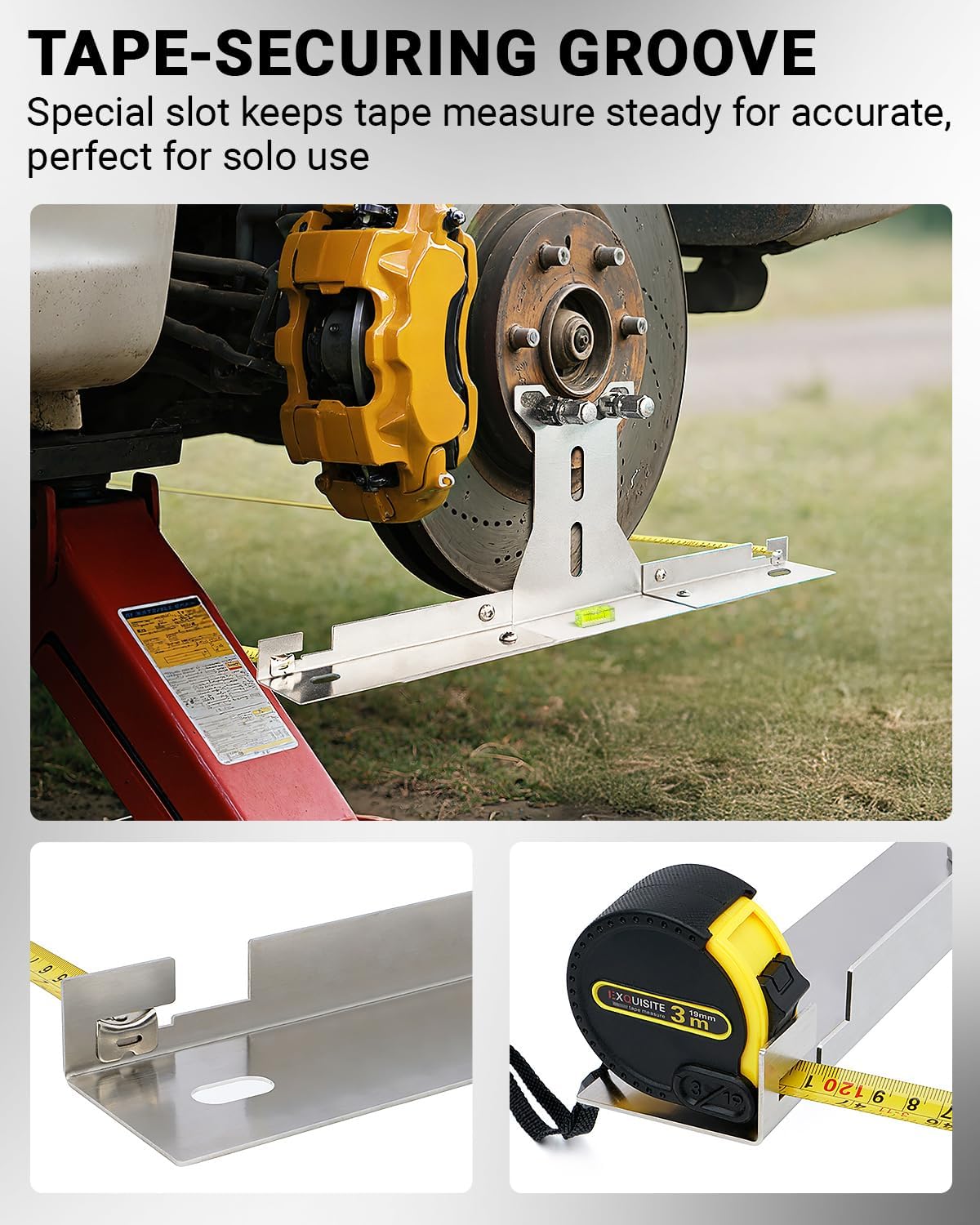Upgraded Heavy Duty Wheel Alignment Tool Kit with Tape Measures, Stainless Steel Automotive Toe Alignment Tools Hub Stands Balancing Plates for Car Truck SUV (Patent Design)